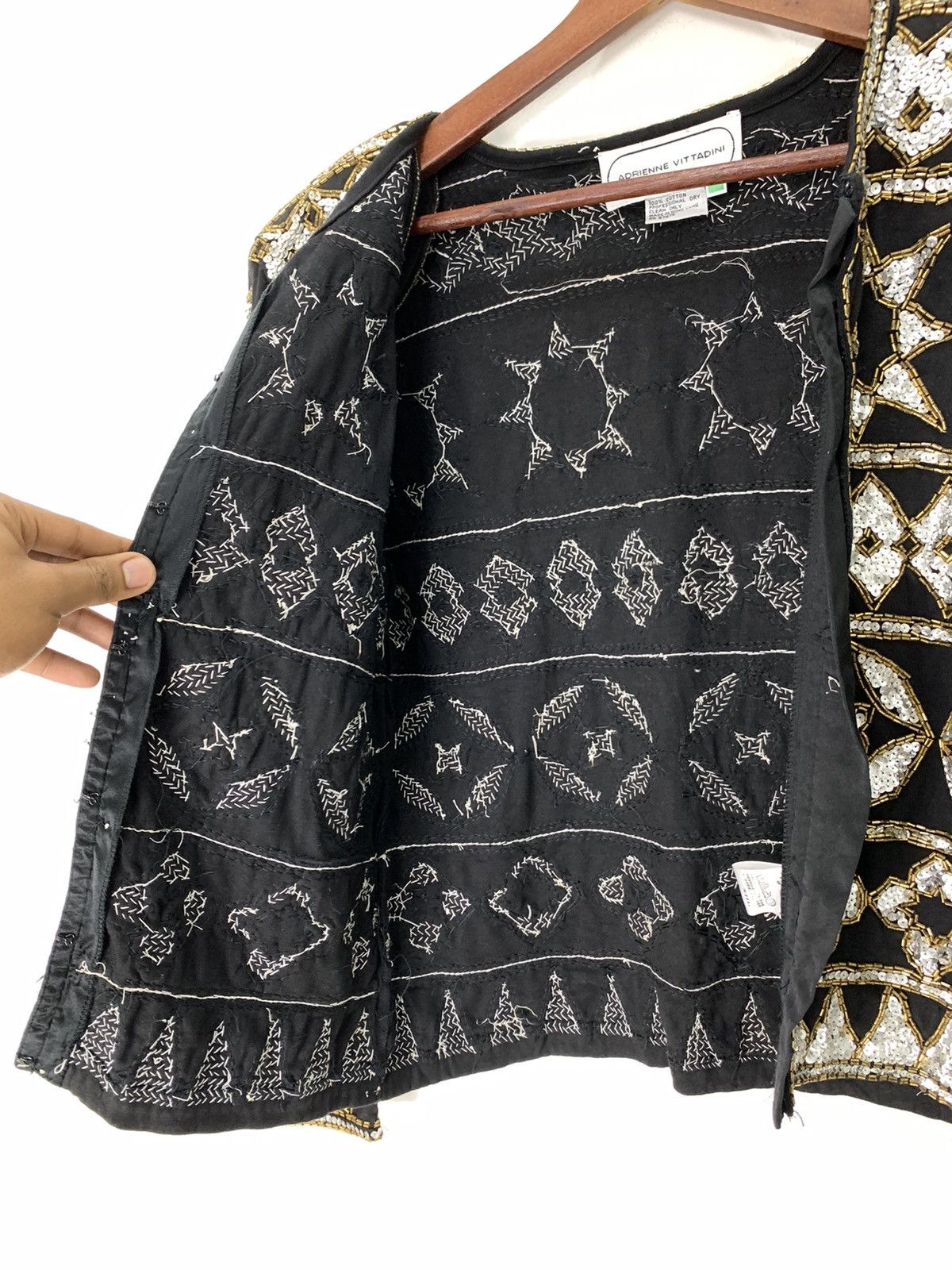 Japanese Brand × Michael Jackson × Swarovski ADRIENNE VITTADINI Sashiko Patchwork Swarovski Blink Jacket Size S / US 4 / IT 40 - 16 Thumbnail
