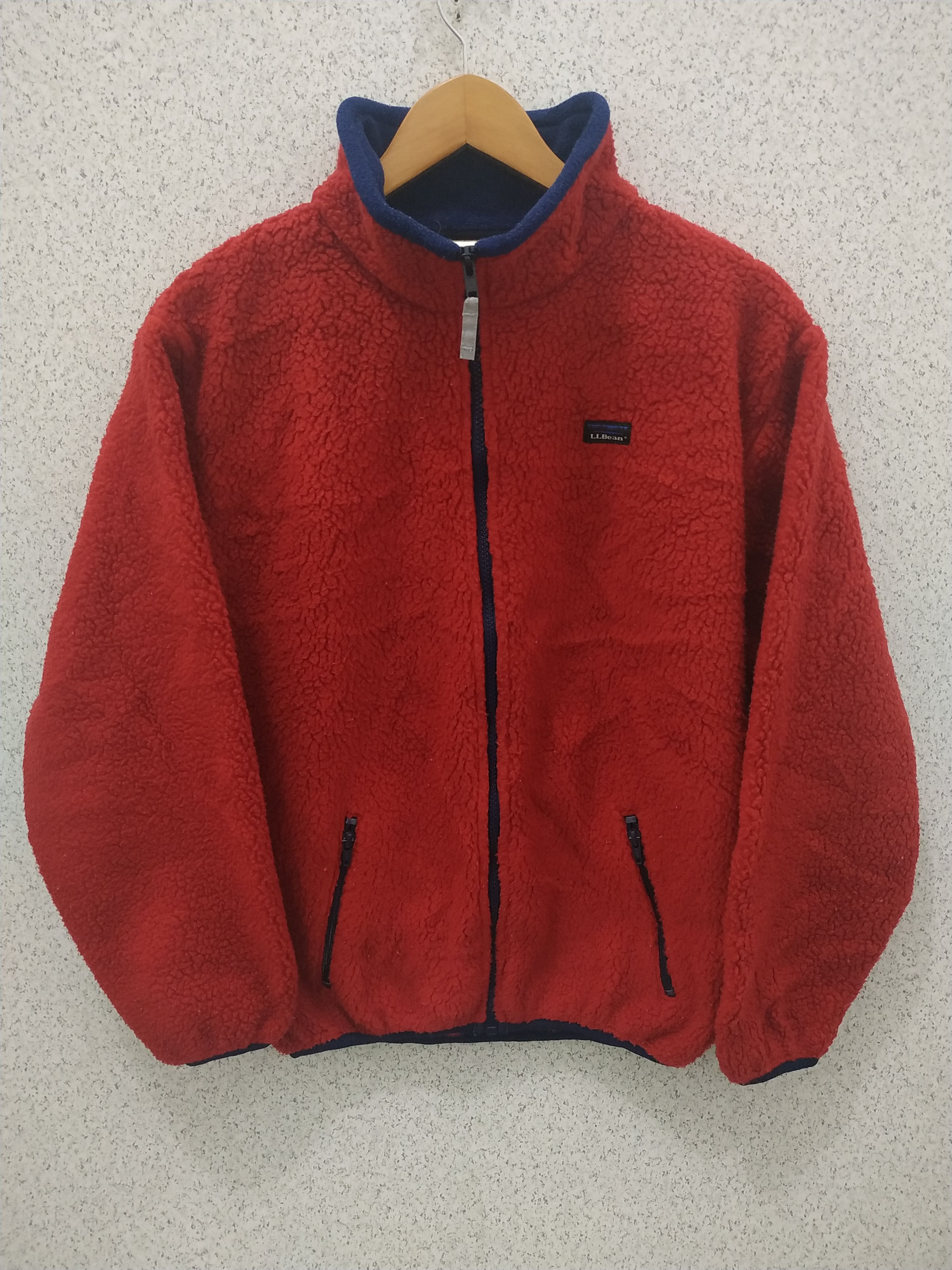 Vintage L.L. Bean Red Fleece Jacket El Salvador USA