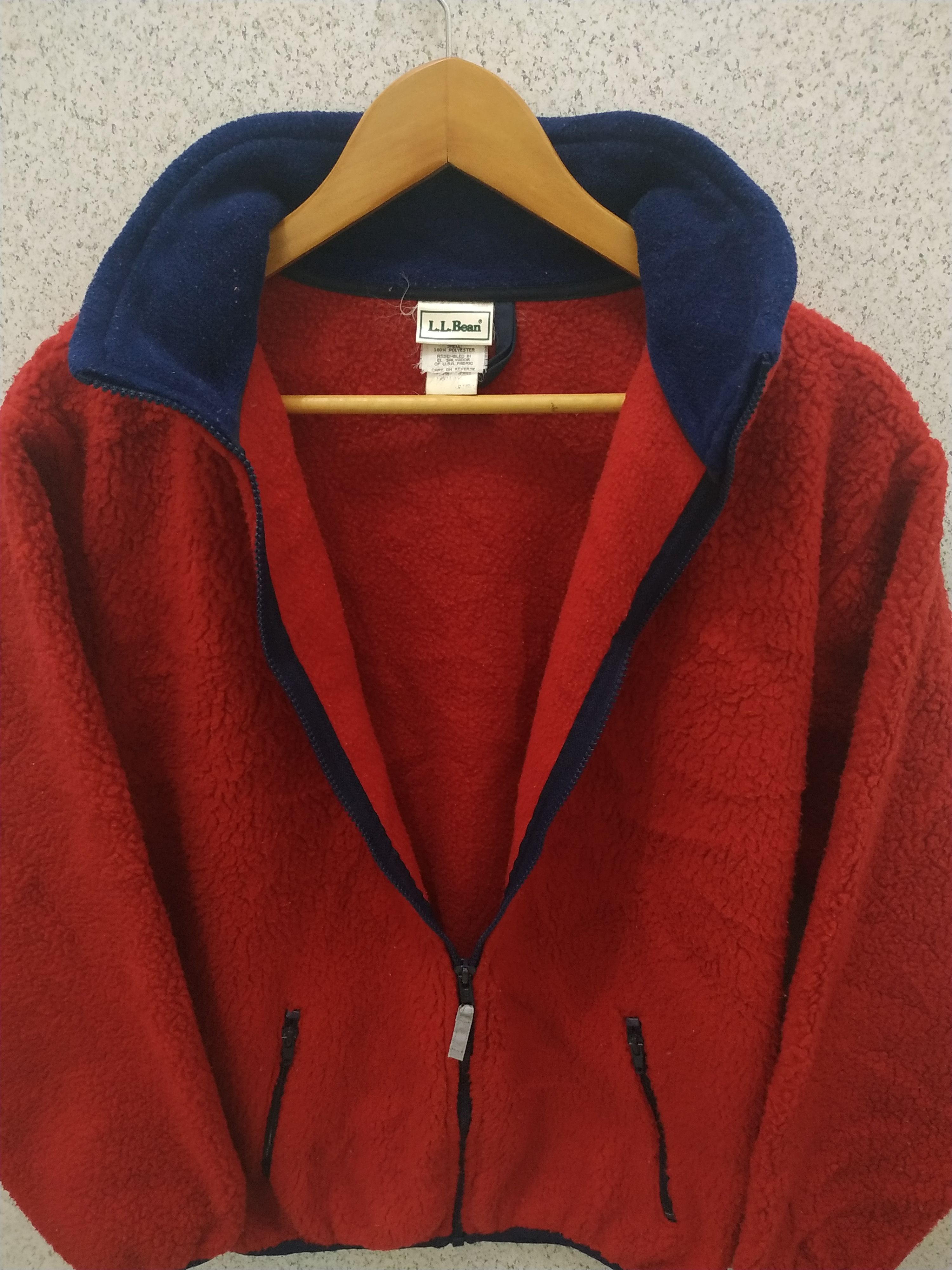 L.L. Bean × Vintage Vintage L.L. Bean Red Fleece Jacket El Salvador USA Size US L / EU 52-54 / 3 - 3 Thumbnail