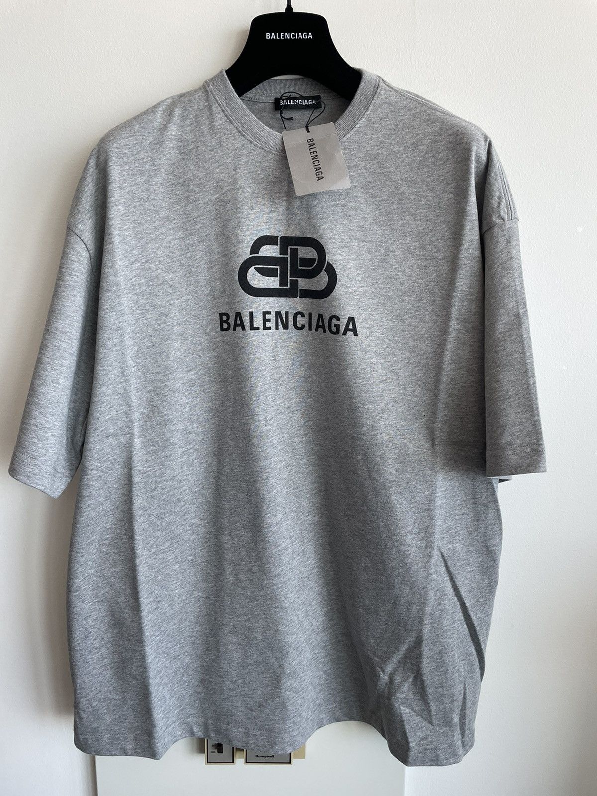 image of Runway Limited Edition Balenciaga Bb Logo Tee in Grey, Men's (Size XL)