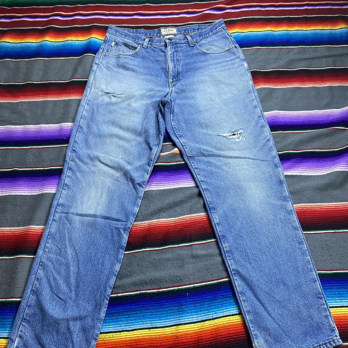 L.L. Bean Vintage L.L. Bean Men's Flannel Lined Blue Denim Jeans 36×32 Size US 36 / EU 52 - 4 Thumbnail