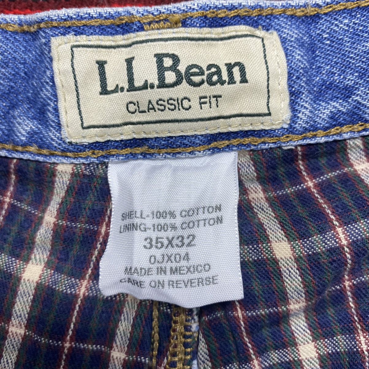 L.L. Bean Vintage L.L. Bean Men's Flannel Lined Blue Denim Jeans 36×32 Size US 36 / EU 52 - 7 Thumbnail