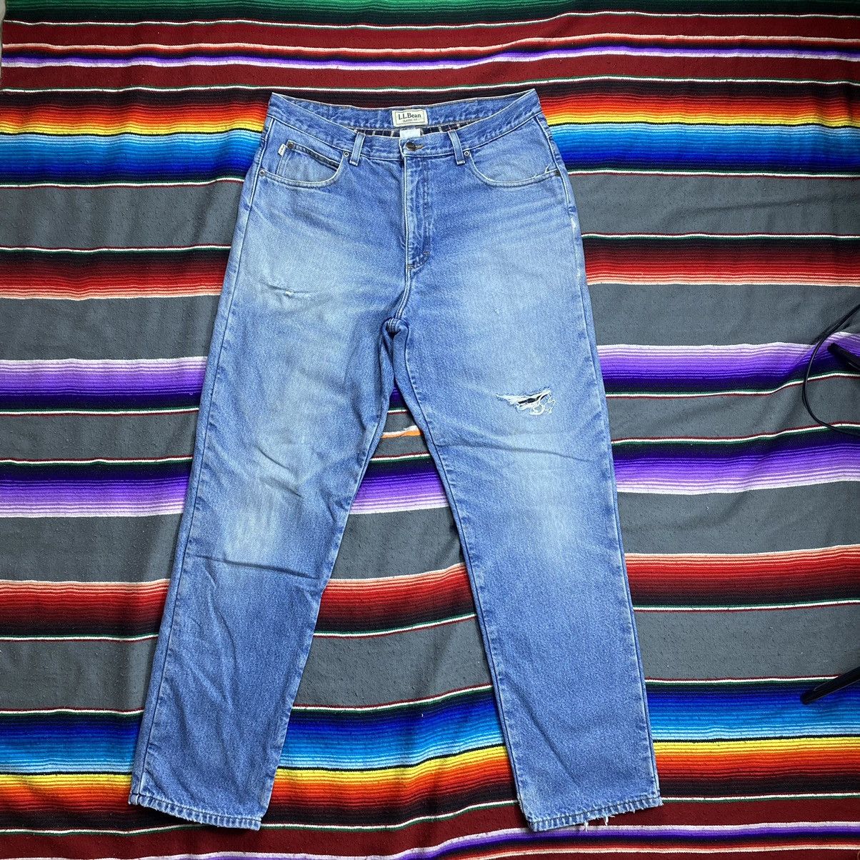 L.L. Bean Vintage L.L. Bean Men's Flannel Lined Blue Denim Jeans 36×32 Size US 36 / EU 52 - 1 Thumbnail
