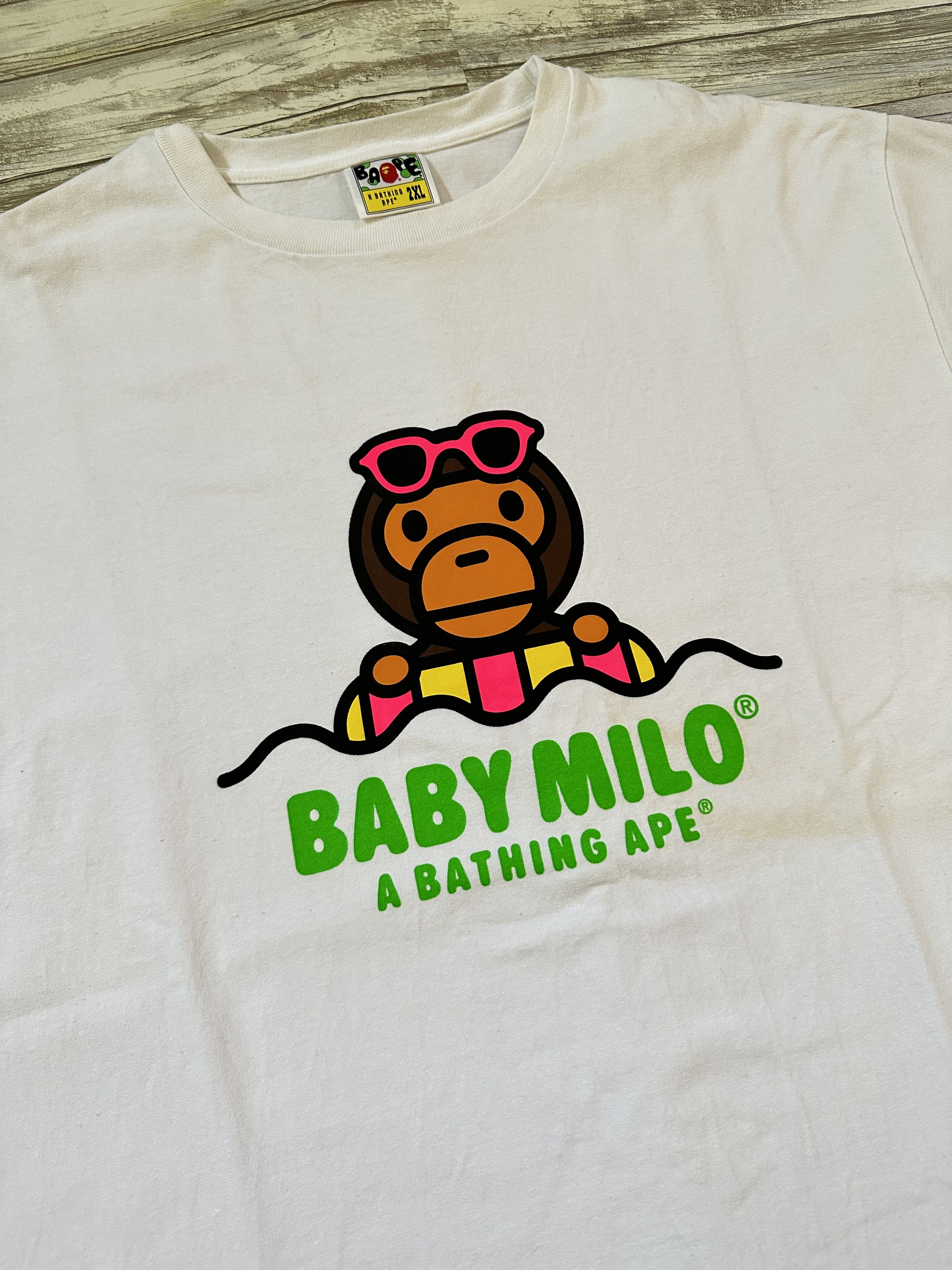 image of Bape Baby Milo Floaty Tee in White, Men's (Size 2XL)