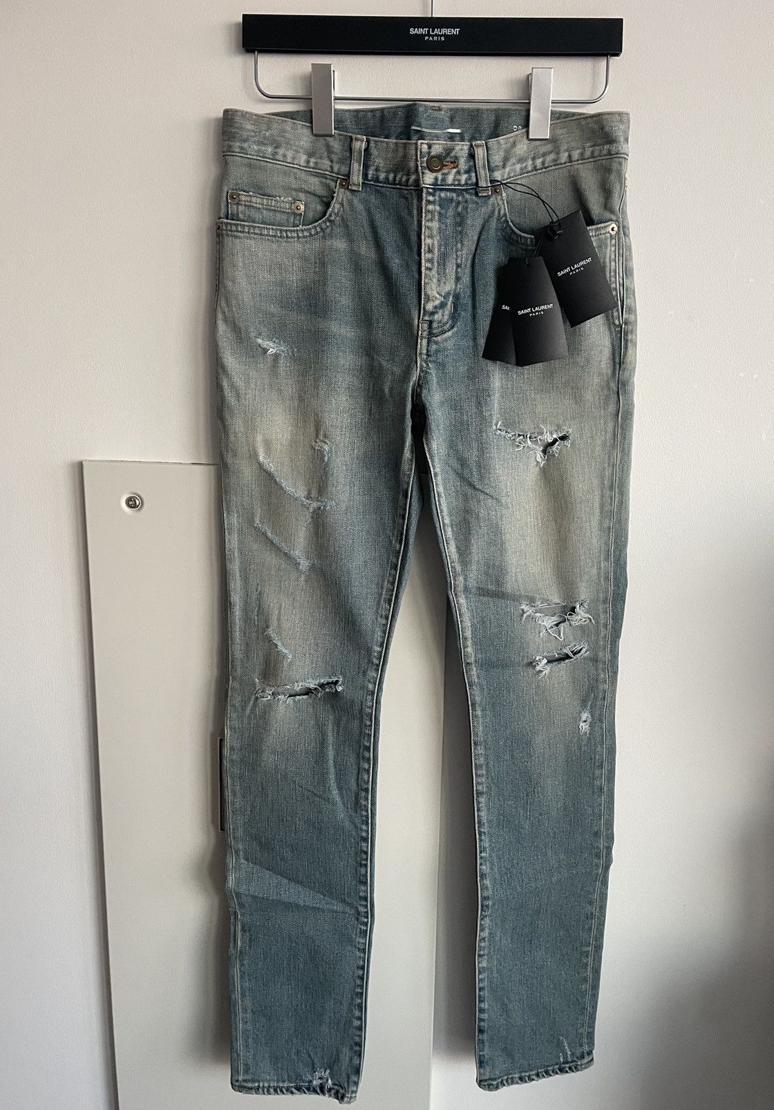 Hedi Slimane × Saint Laurent Paris × Yves Saint Laurent Sold Out Brand NEW Rare HEDI D02 SK-LW Trash Crash Denim Size US 30 / EU 46 - 2 Thumbnail