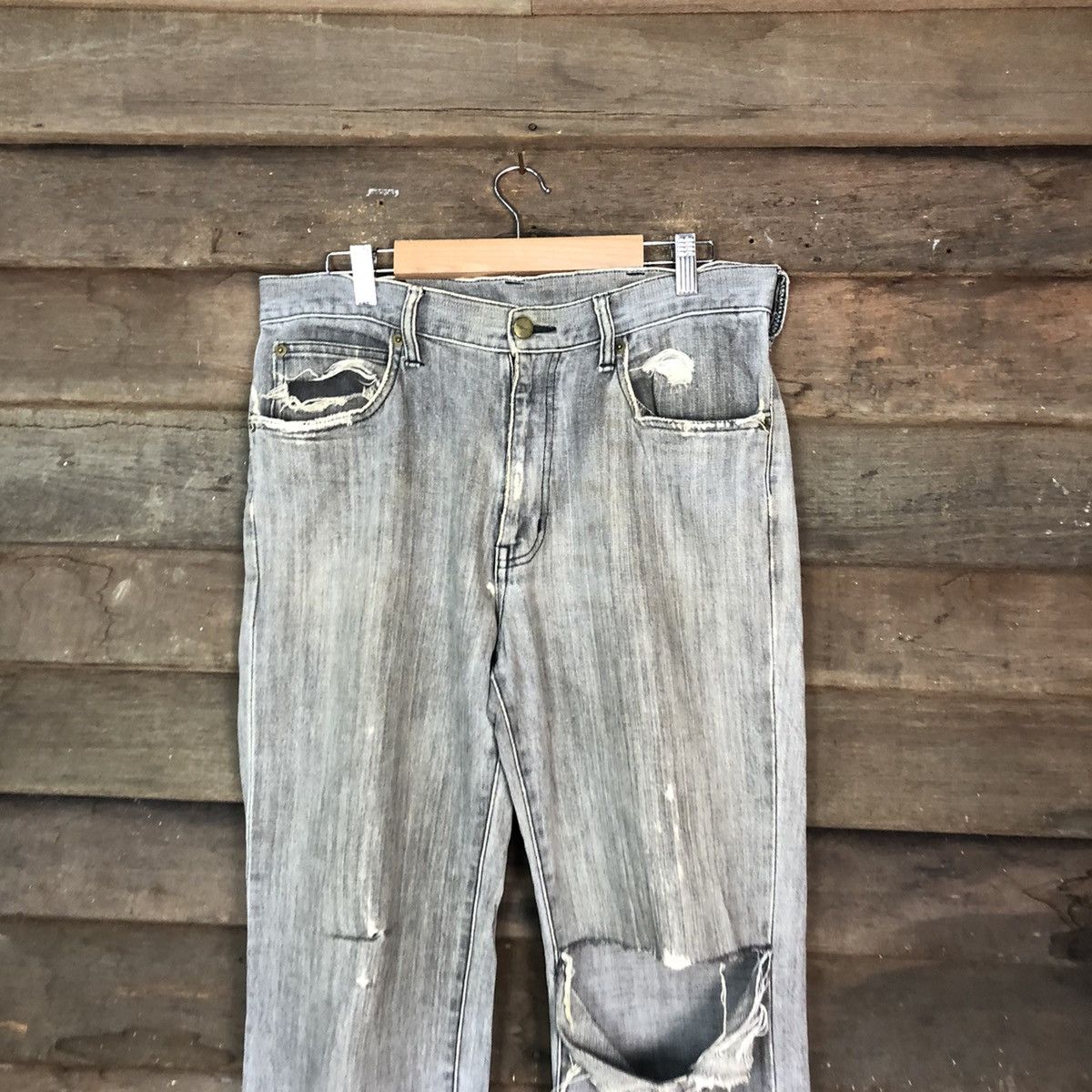 Vintage Wrangler Grey Distressed Denim Pants #6733 Size US 31 - 2 Thumbnail
