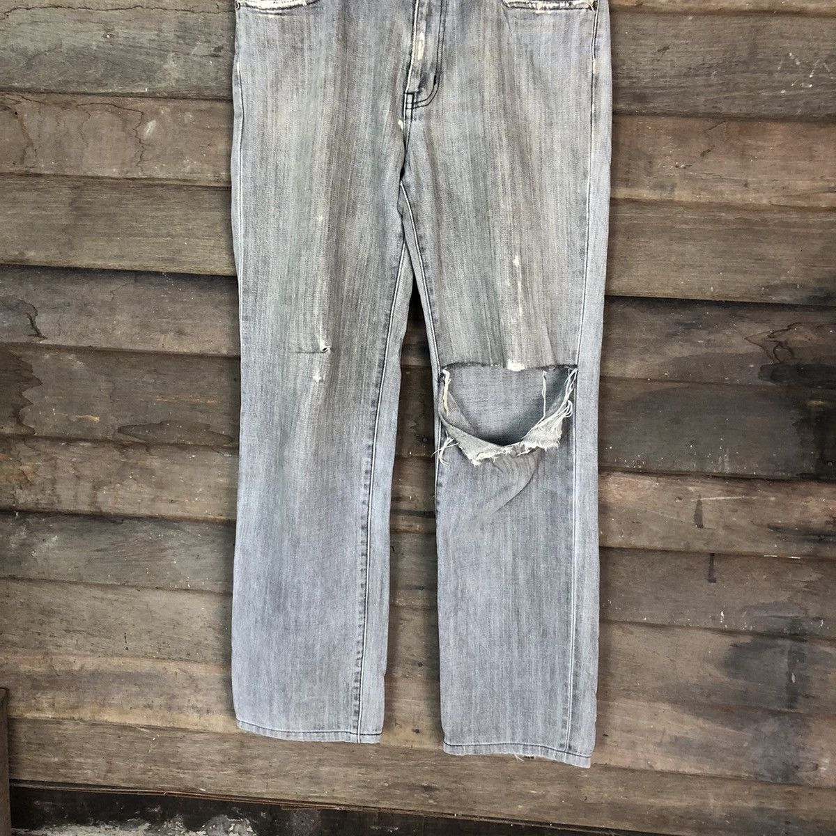 Vintage Wrangler Grey Distressed Denim Pants #6733 Size US 31 - 3 Thumbnail