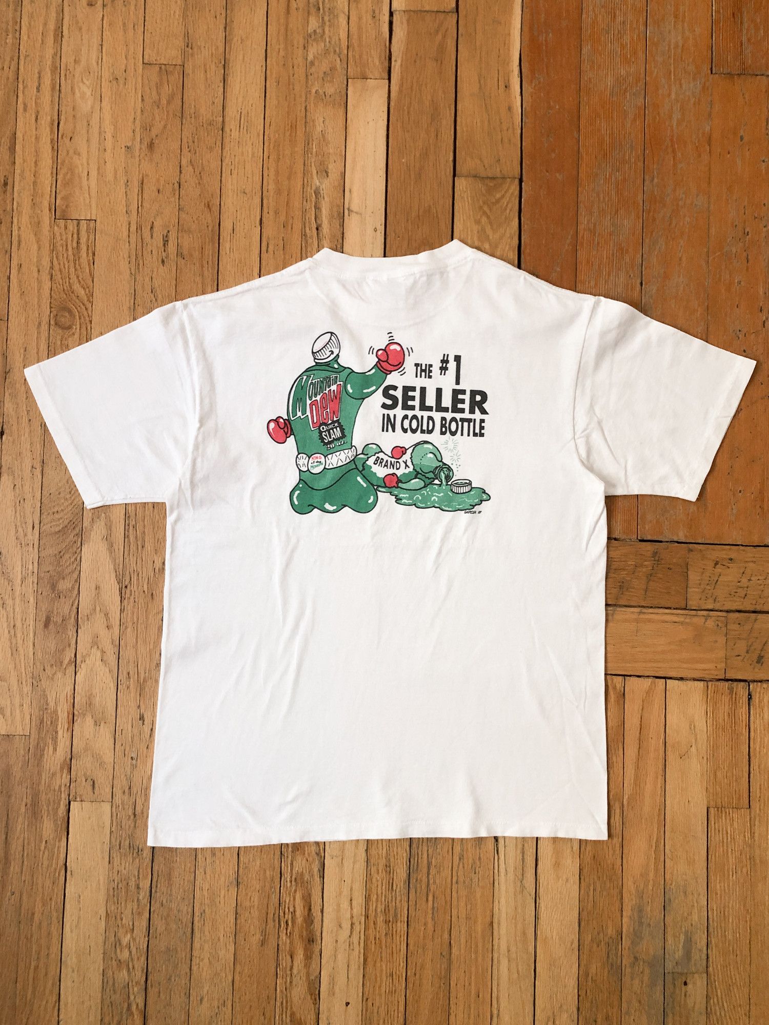 Mountain Dew × Pepsi × Vintage 1997 Single Stitch Faded White 'Mountain Dew' T-Shirt Size US L / EU 52-54 / 3 - 2 Thumbnail
