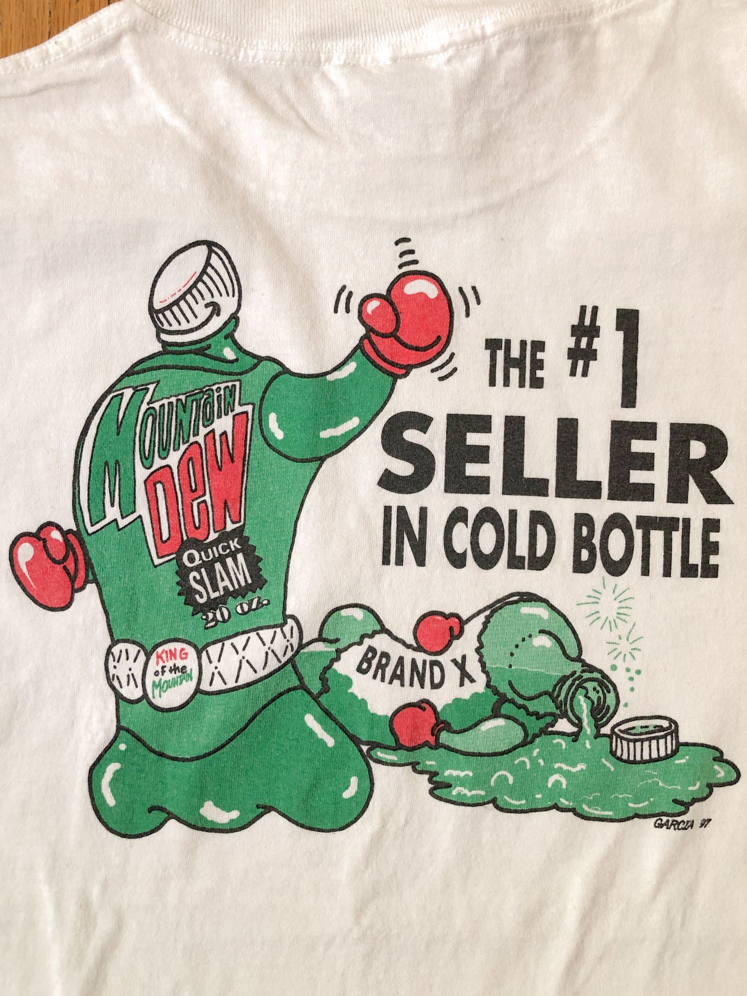 Mountain Dew × Pepsi × Vintage 1997 Single Stitch Faded White 'Mountain Dew' T-Shirt Size US L / EU 52-54 / 3 - 3 Thumbnail