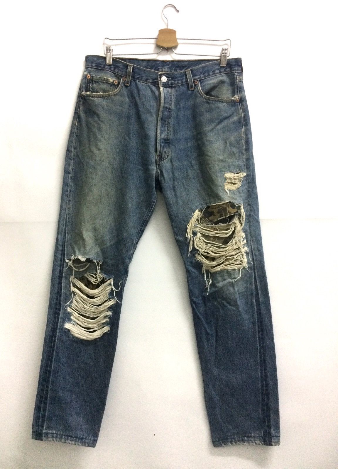 Levi's ❌NEED GONE❌Levi’s 501 distressed patchwork denim pant Size US 34 / EU 50 - 1 Thumbnail