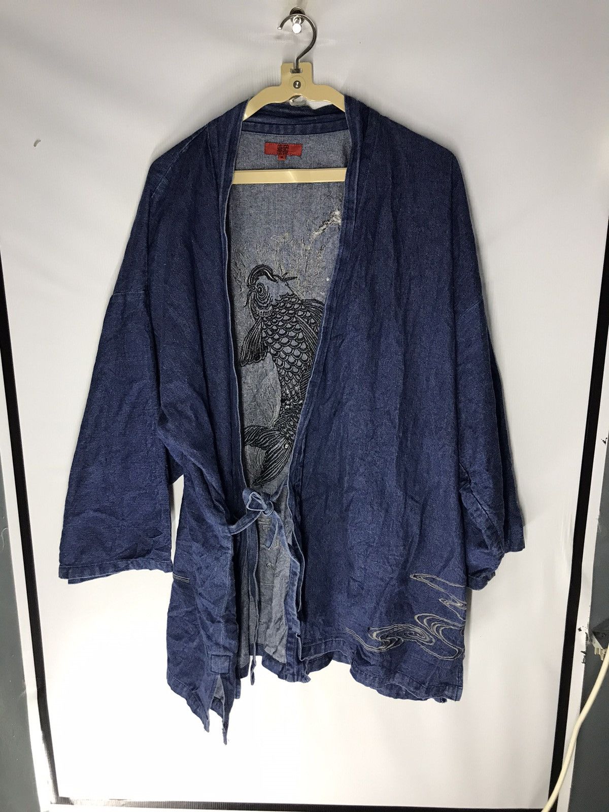 Japanese Brand × Vintage Denim kimono embroidered koi fish Size US XXL / EU 58 / 5 - 8 Thumbnail