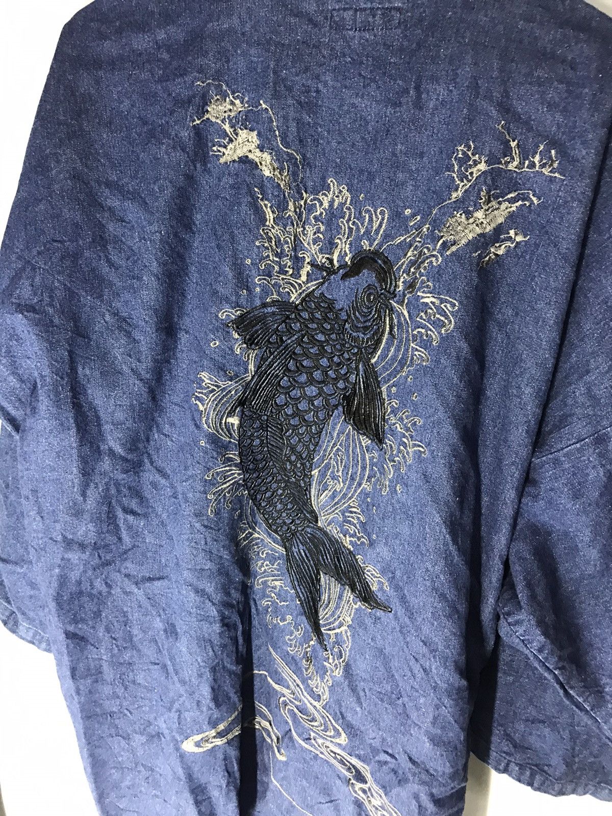 Japanese Brand × Vintage Denim kimono embroidered koi fish Size US XXL / EU 58 / 5 - 7 Thumbnail