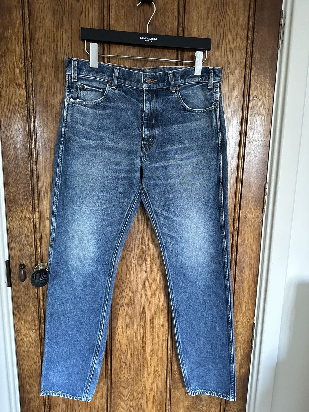 image of Fw19 Celine Indigo Classic Stone Slim Jeans 33 Hedi Slimane in Blue, Men's