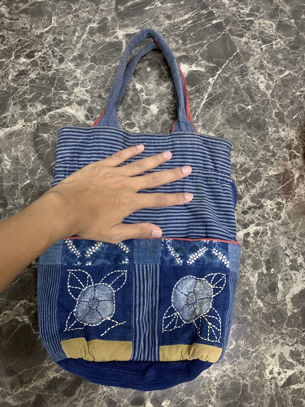 Indigo × Japanese Brand × Vintage Vintage Sashiko Indigo Tote Bag Kapital Style Size ONE SIZE - 4 Thumbnail