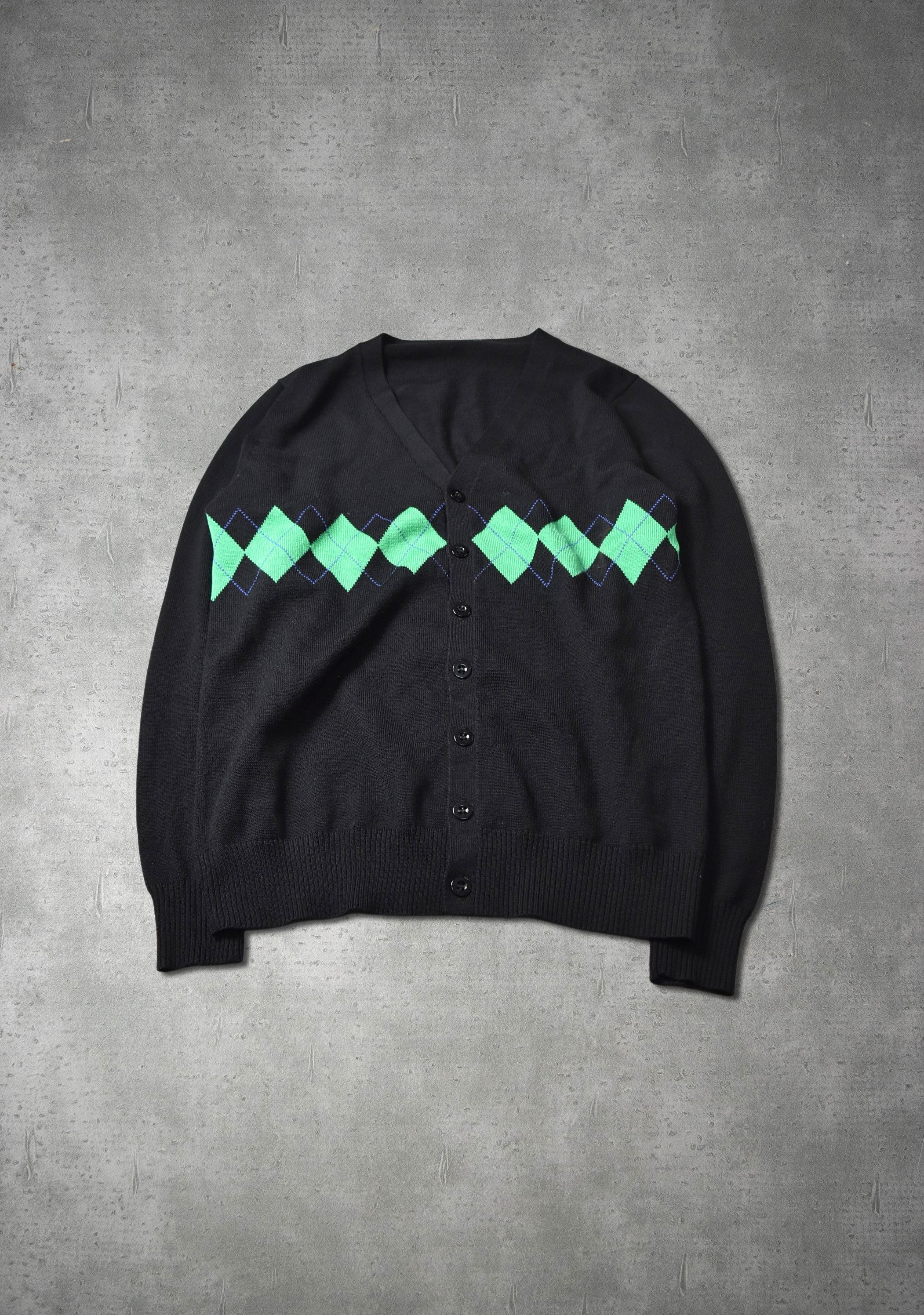 image of F C R B x Sophnet Checker Knit Cardigan 29096 - 857 50 in Black, Men's (Size Medium)
