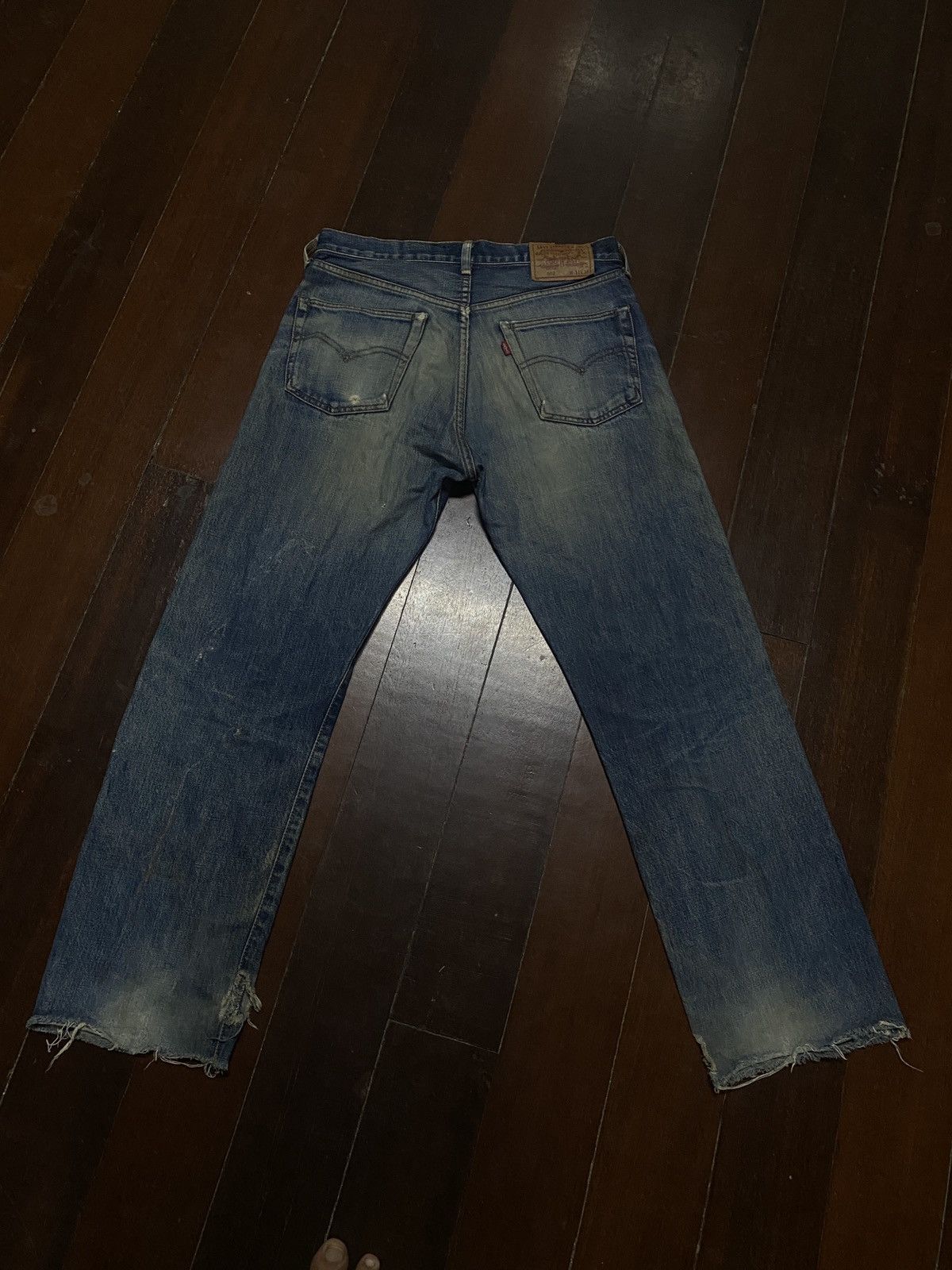 Levi's Vintage Clothing FIRE 🔥🔥 VINTAGE 90s LEVIS BIG E LVC 502 SELVEDGE DISTRESSED Size US 32 / EU 48 - 5 Thumbnail