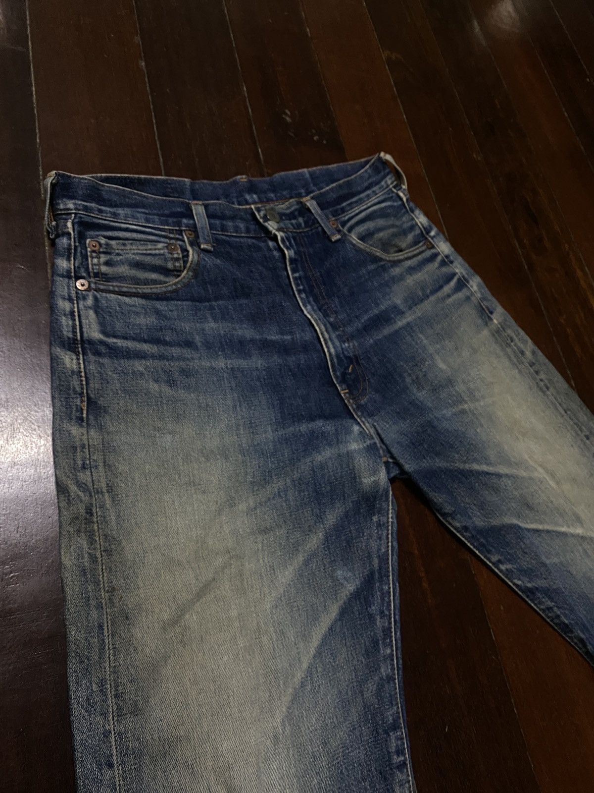 Levi's Vintage Clothing FIRE 🔥🔥 VINTAGE 90s LEVIS BIG E LVC 502 SELVEDGE DISTRESSED Size US 32 / EU 48 - 3 Thumbnail