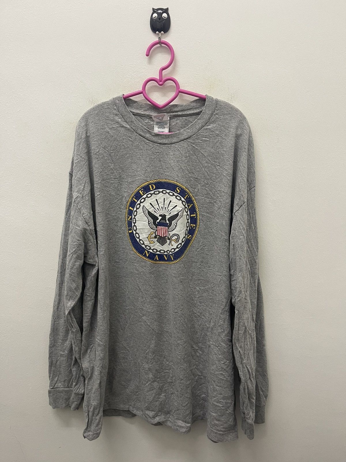 image of US Air Force x USN Vintage Us Navy Spell Out Big Logo in Grey, Men's (Size XL)