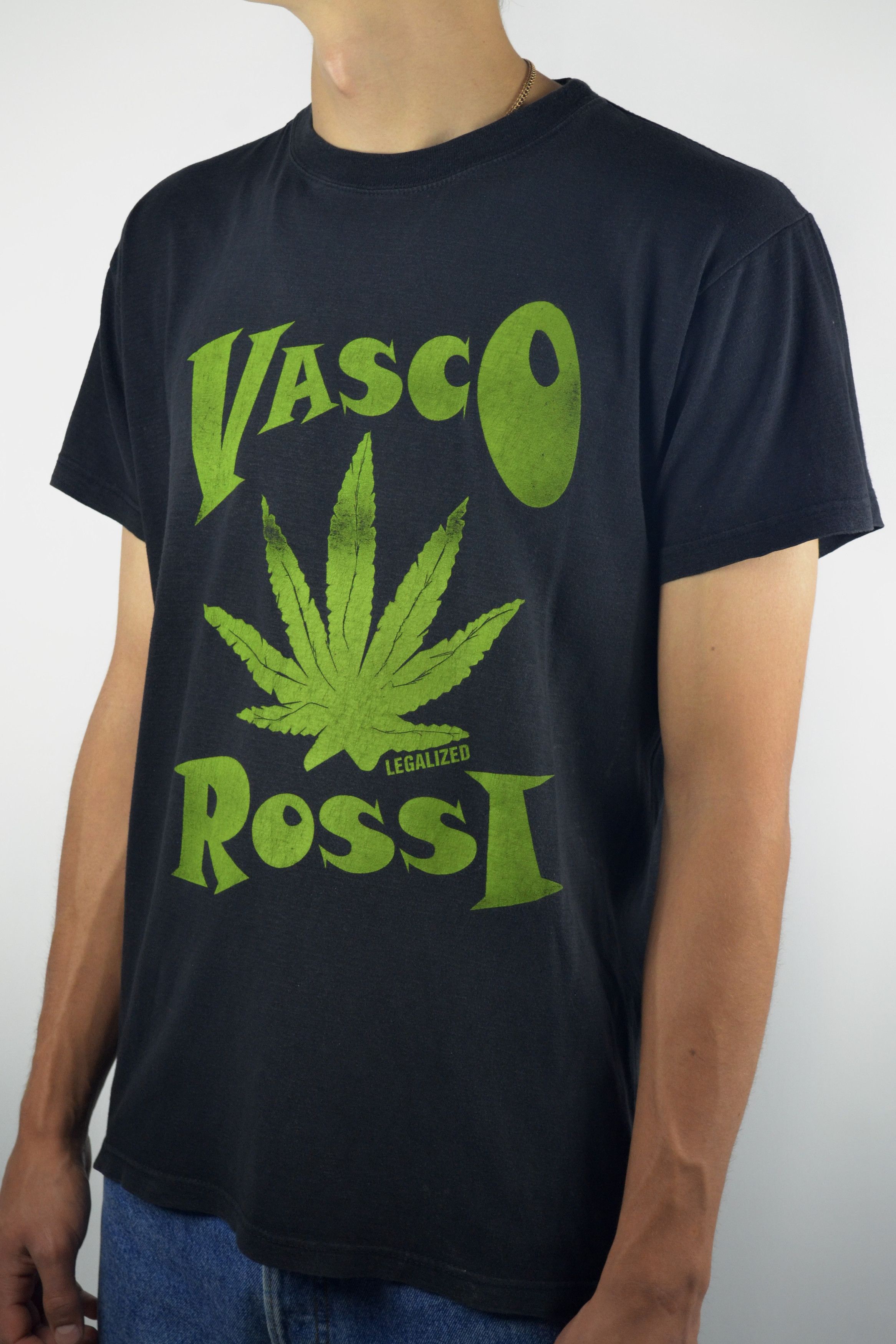 Band Tees Vintage 90s Vasco Rossi Legalized Weed Marijuana T-Shirt Size US M / EU 48-50 / 2 - 3 Thumbnail