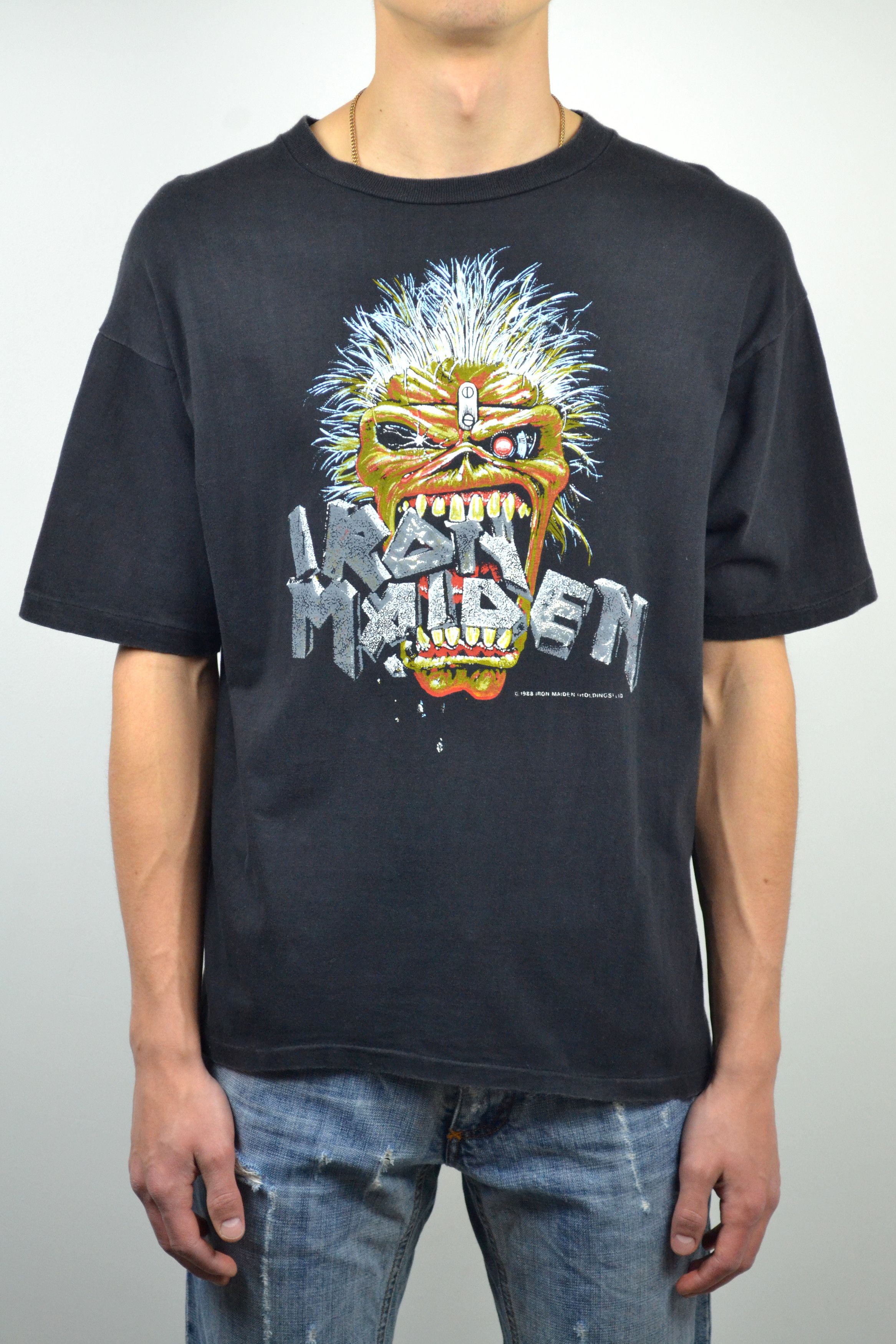 Vintage 80s Vintage 1988 Iron Maiden Seventh Son Scorpions Tour Tee Size US L / EU 52-54 / 3 - 4 Thumbnail