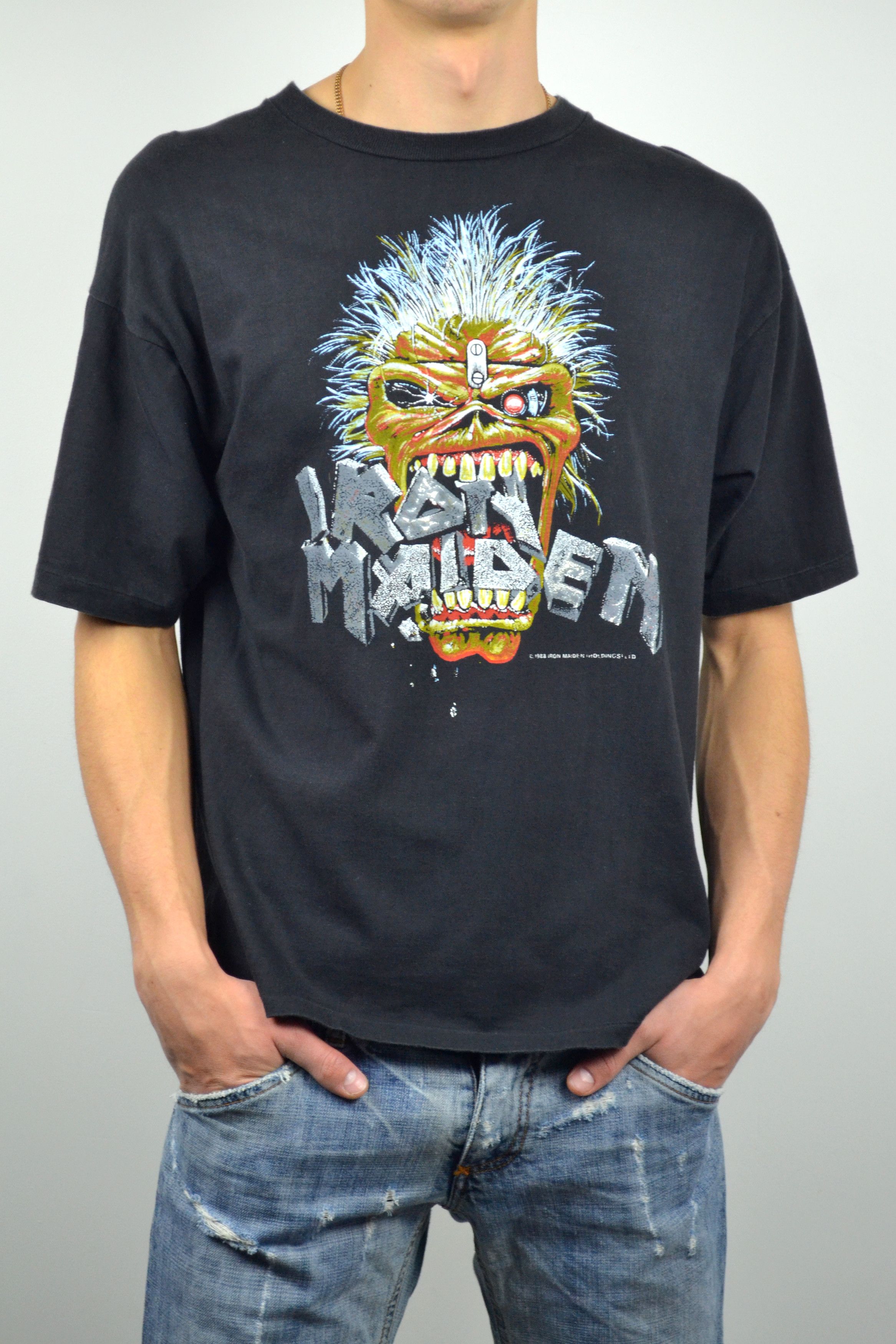 Vintage 80s Vintage 1988 Iron Maiden Seventh Son Scorpions Tour Tee Size US L / EU 52-54 / 3 - 2 Thumbnail