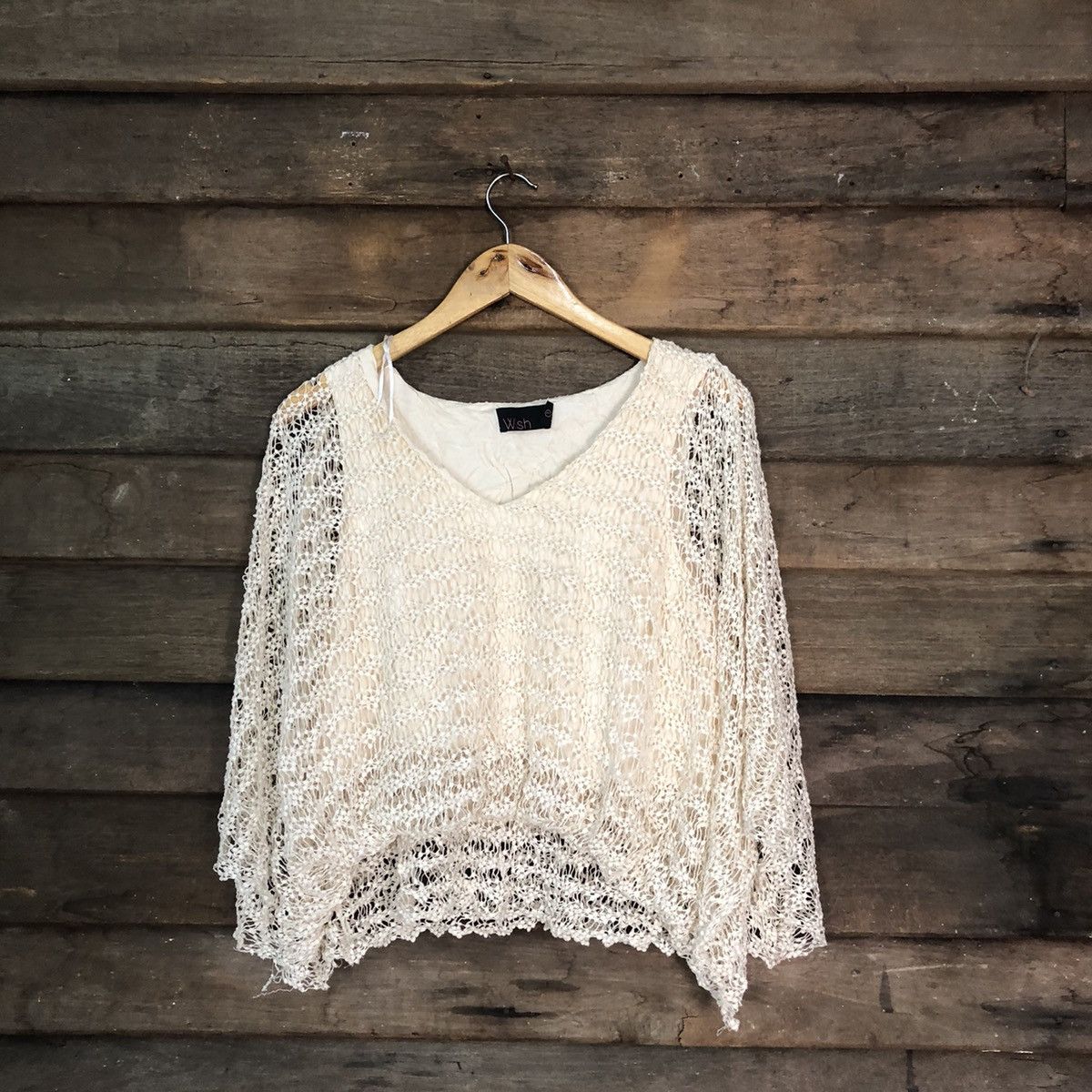 Wish Mesh Net Crocher White Cardigan Knitwear #7171