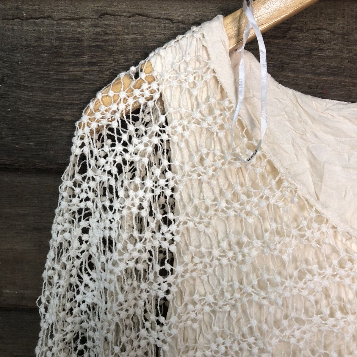Homespun Knitwear Wish Mesh Net Crocher White Cardigan Knitwear #7171 Size L / US 10 / IT 46 - 6 Thumbnail