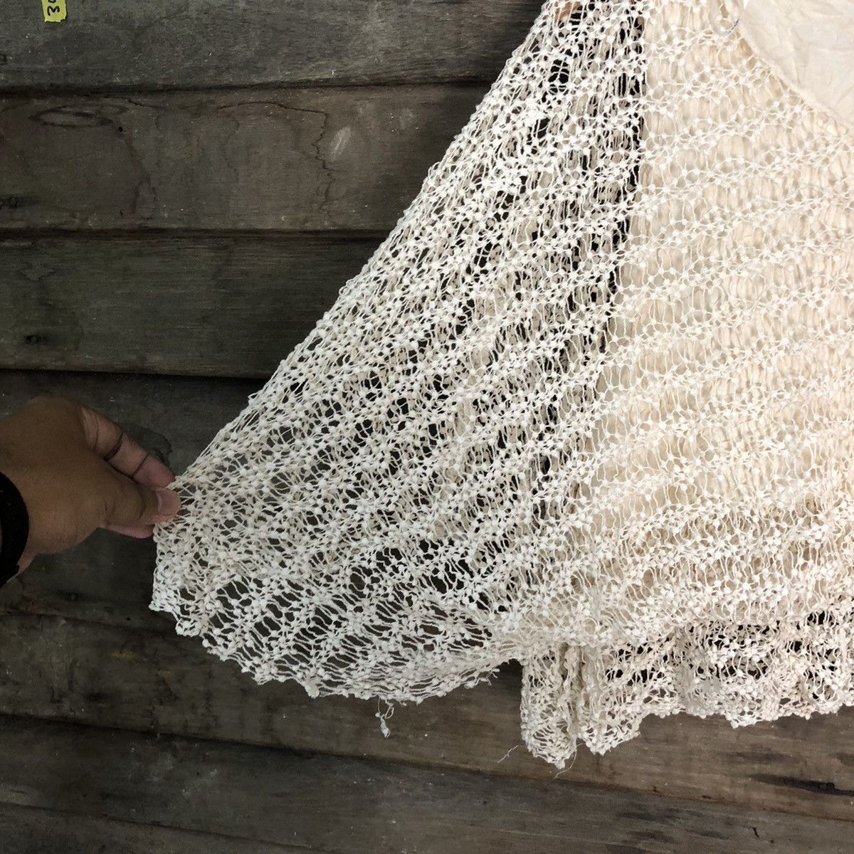 Homespun Knitwear Wish Mesh Net Crocher White Cardigan Knitwear #7171 Size L / US 10 / IT 46 - 4 Thumbnail