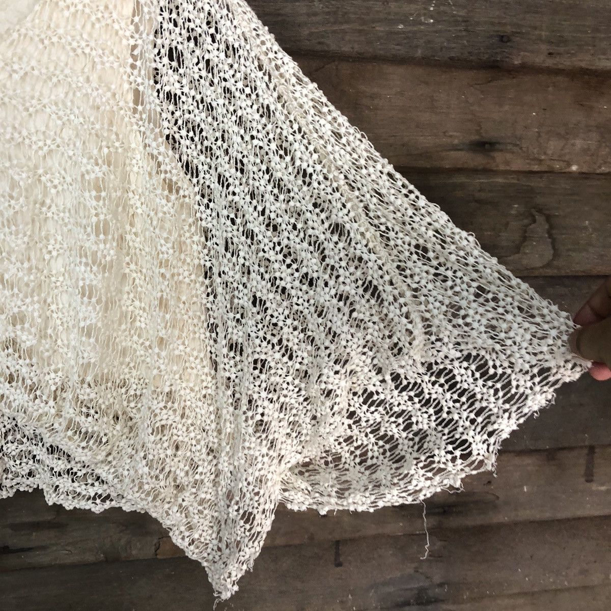 Homespun Knitwear Wish Mesh Net Crocher White Cardigan Knitwear #7171 Size L / US 10 / IT 46 - 5 Thumbnail