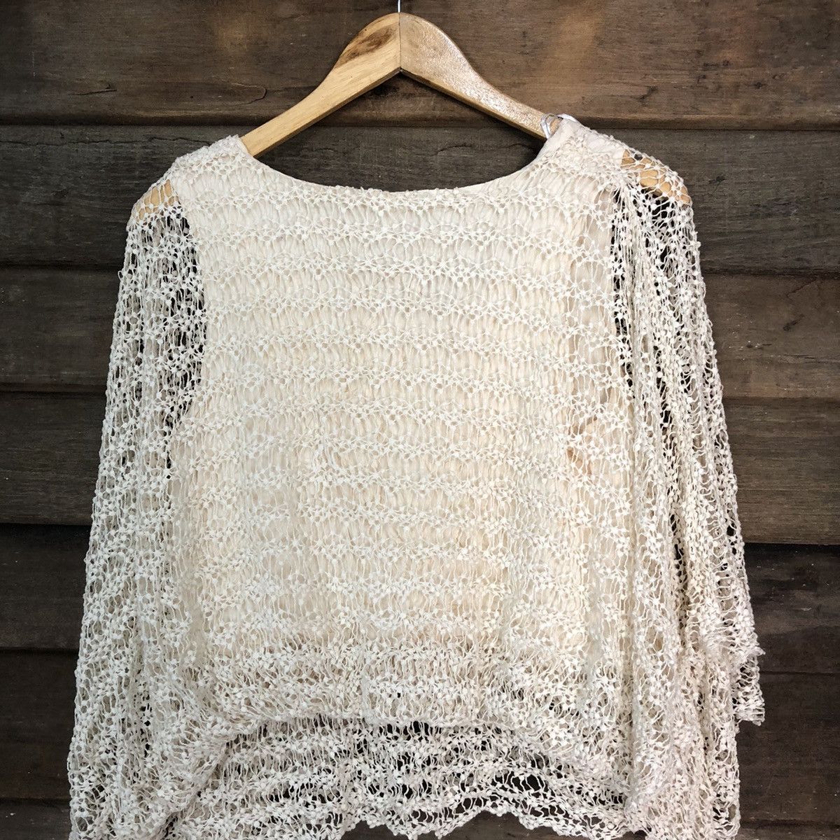 Homespun Knitwear Wish Mesh Net Crocher White Cardigan Knitwear #7171 Size L / US 10 / IT 46 - 10 Thumbnail