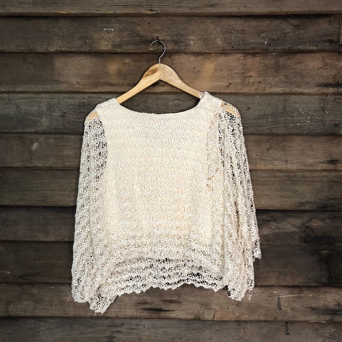 Homespun Knitwear Wish Mesh Net Crocher White Cardigan Knitwear #7171 Size L / US 10 / IT 46 - 9 Thumbnail