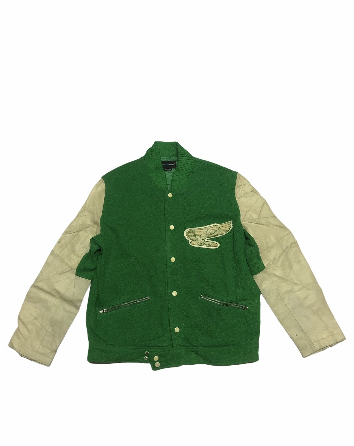 Vintage Vintage WINGS 1980 Varsity Leather Jacket Delong USA Size US L / EU 52-54 / 3 - 1 Thumbnail