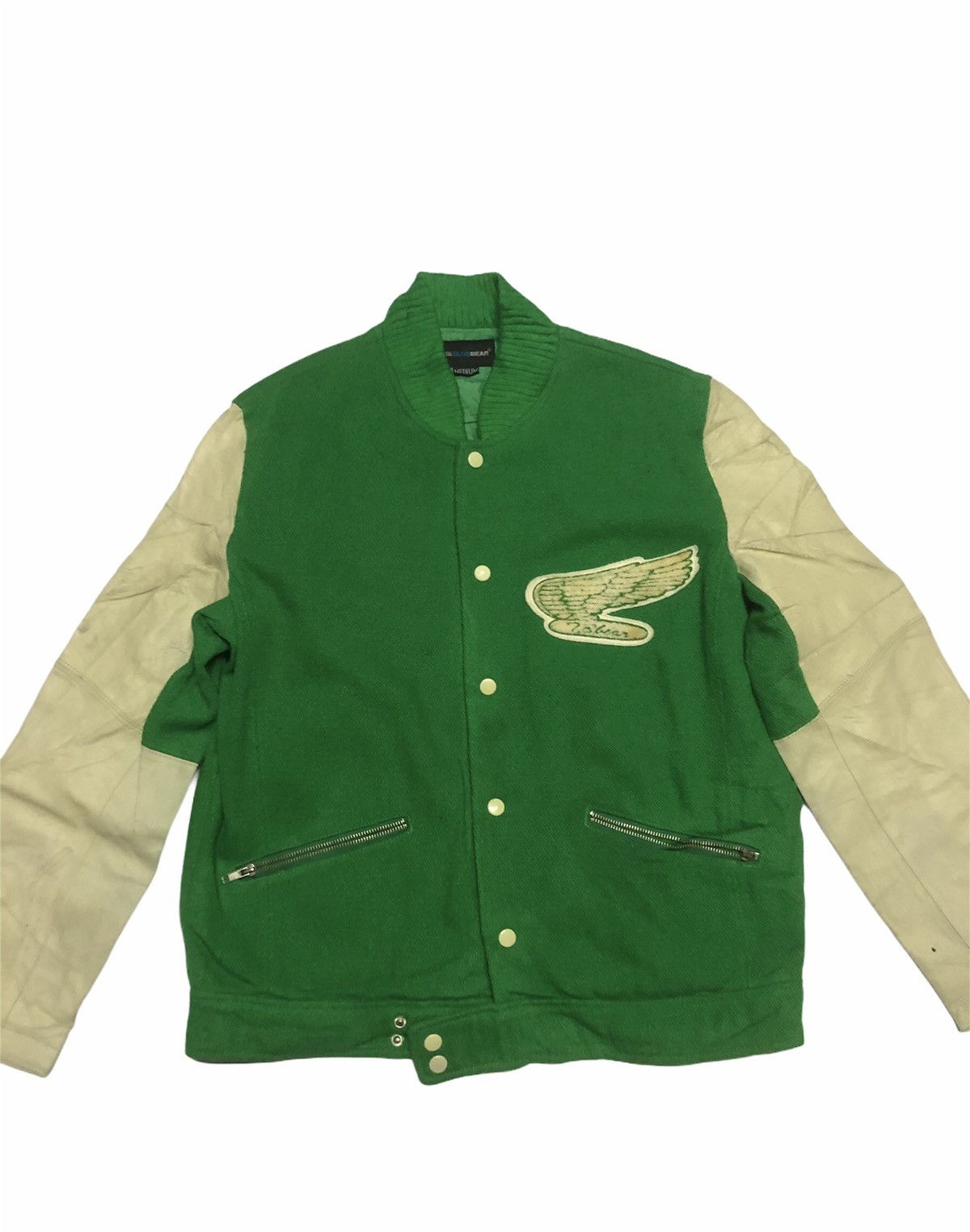 Vintage Vintage WINGS 1980 Varsity Leather Jacket Delong USA Size US L / EU 52-54 / 3 - 2 Thumbnail