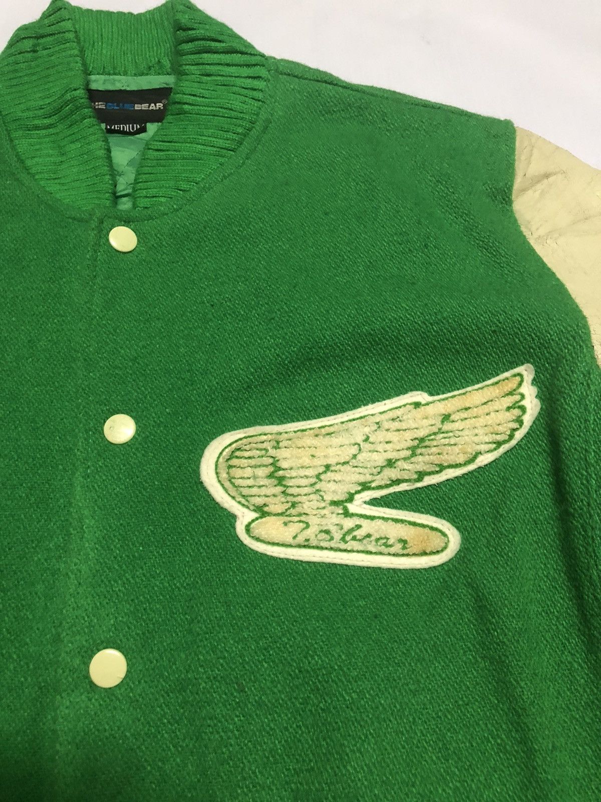 Vintage Vintage WINGS 1980 Varsity Leather Jacket Delong USA Size US L / EU 52-54 / 3 - 5 Thumbnail