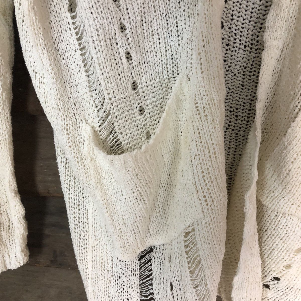 Homespun Knitwear Japan mohair Mesh Net Crochet White Cardigan Knitwear #7163 Size M / US 6-8 / IT 42-44 - 5 Thumbnail