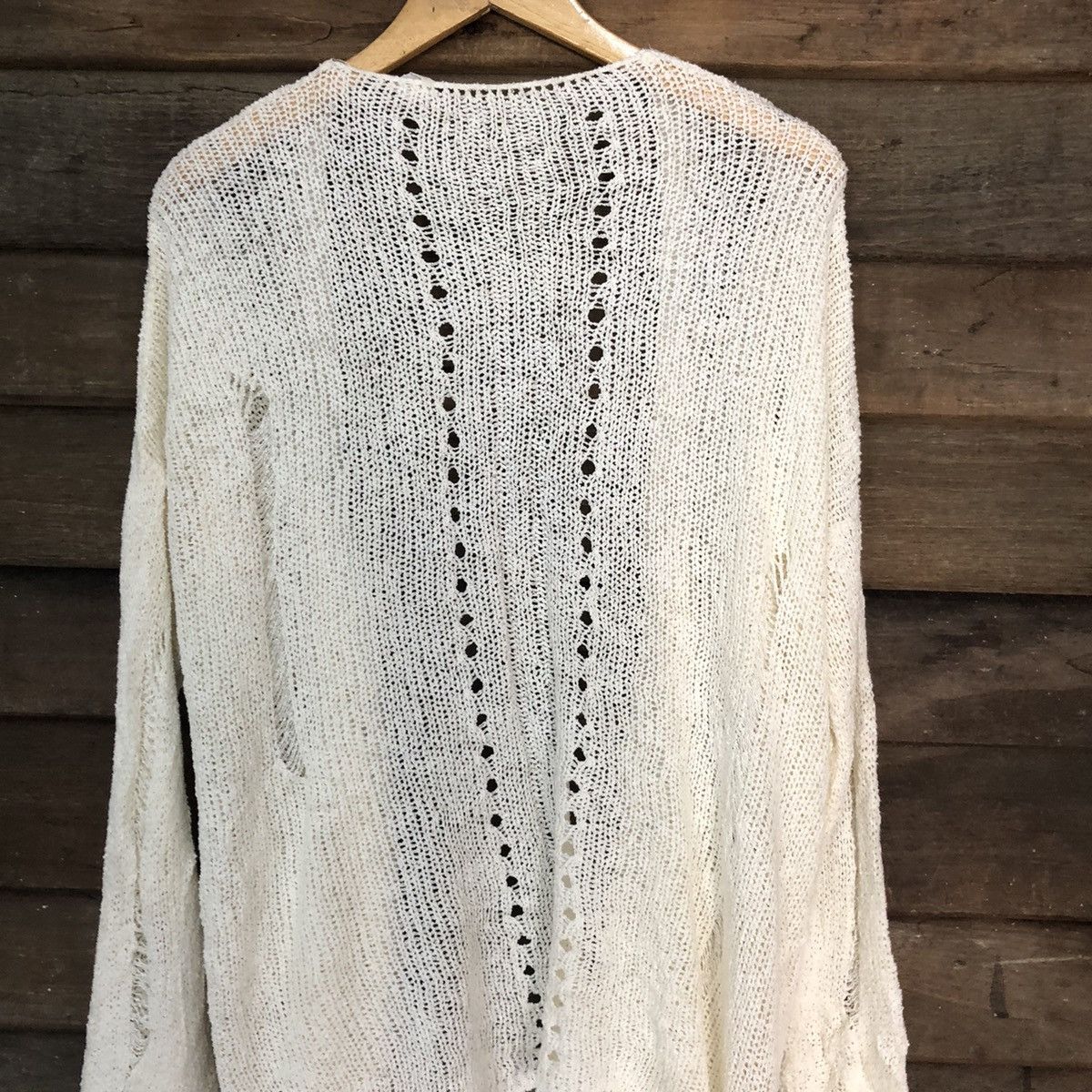 Homespun Knitwear Japan mohair Mesh Net Crochet White Cardigan Knitwear #7163 Size M / US 6-8 / IT 42-44 - 8 Thumbnail