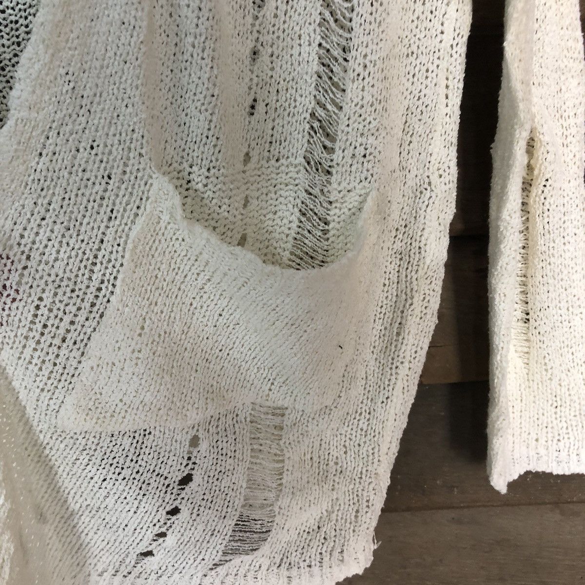 Homespun Knitwear Japan mohair Mesh Net Crochet White Cardigan Knitwear #7163 Size M / US 6-8 / IT 42-44 - 6 Thumbnail