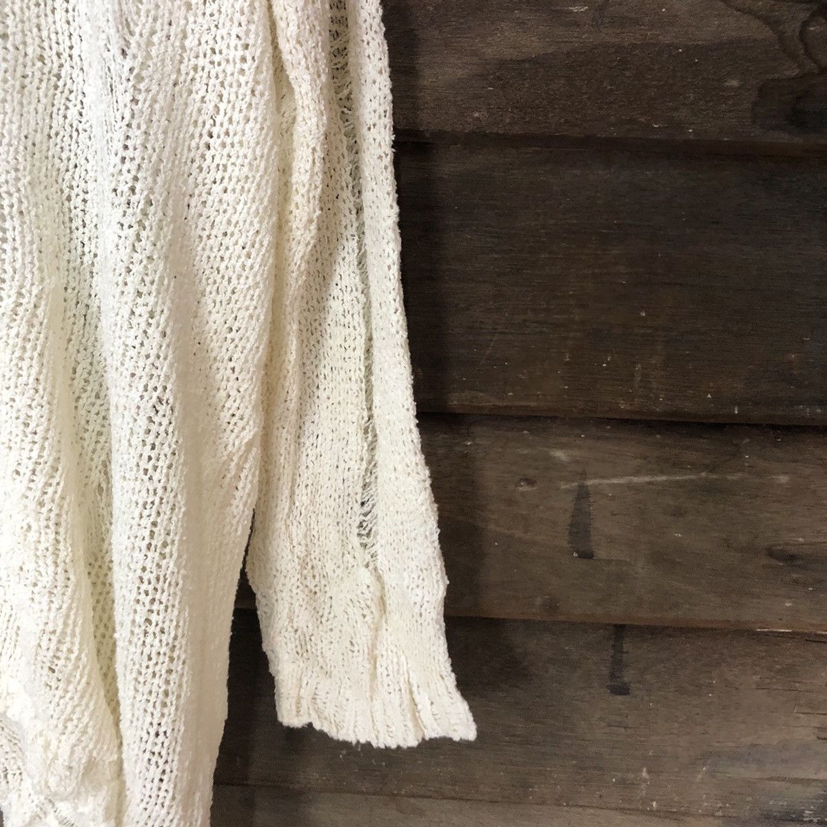 Homespun Knitwear Japan mohair Mesh Net Crochet White Cardigan Knitwear #7163 Size M / US 6-8 / IT 42-44 - 10 Thumbnail