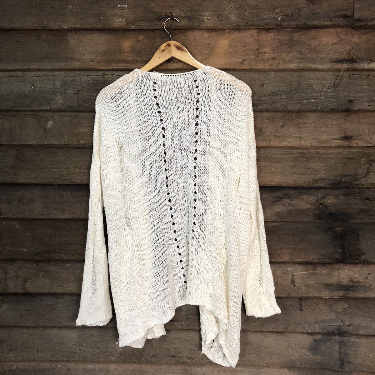 Homespun Knitwear Japan mohair Mesh Net Crochet White Cardigan Knitwear #7163 Size M / US 6-8 / IT 42-44 - 7 Thumbnail