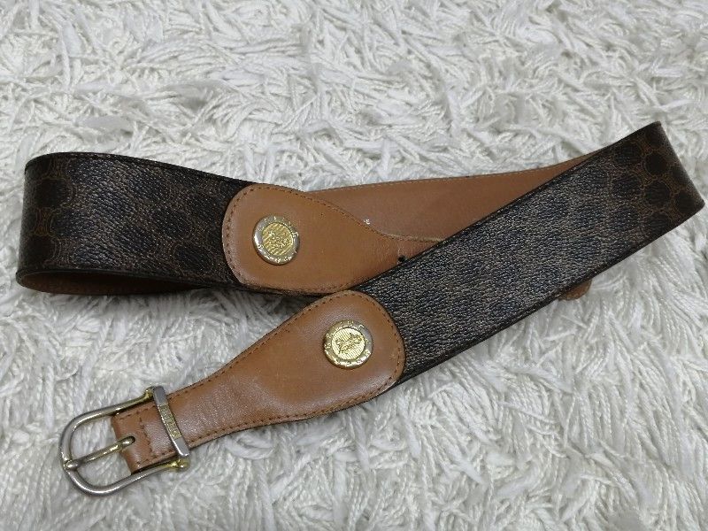 Celine × Vintage Vintage Celine Monogram Leather Belt Made in Italy Size ONE SIZE - 1 Thumbnail