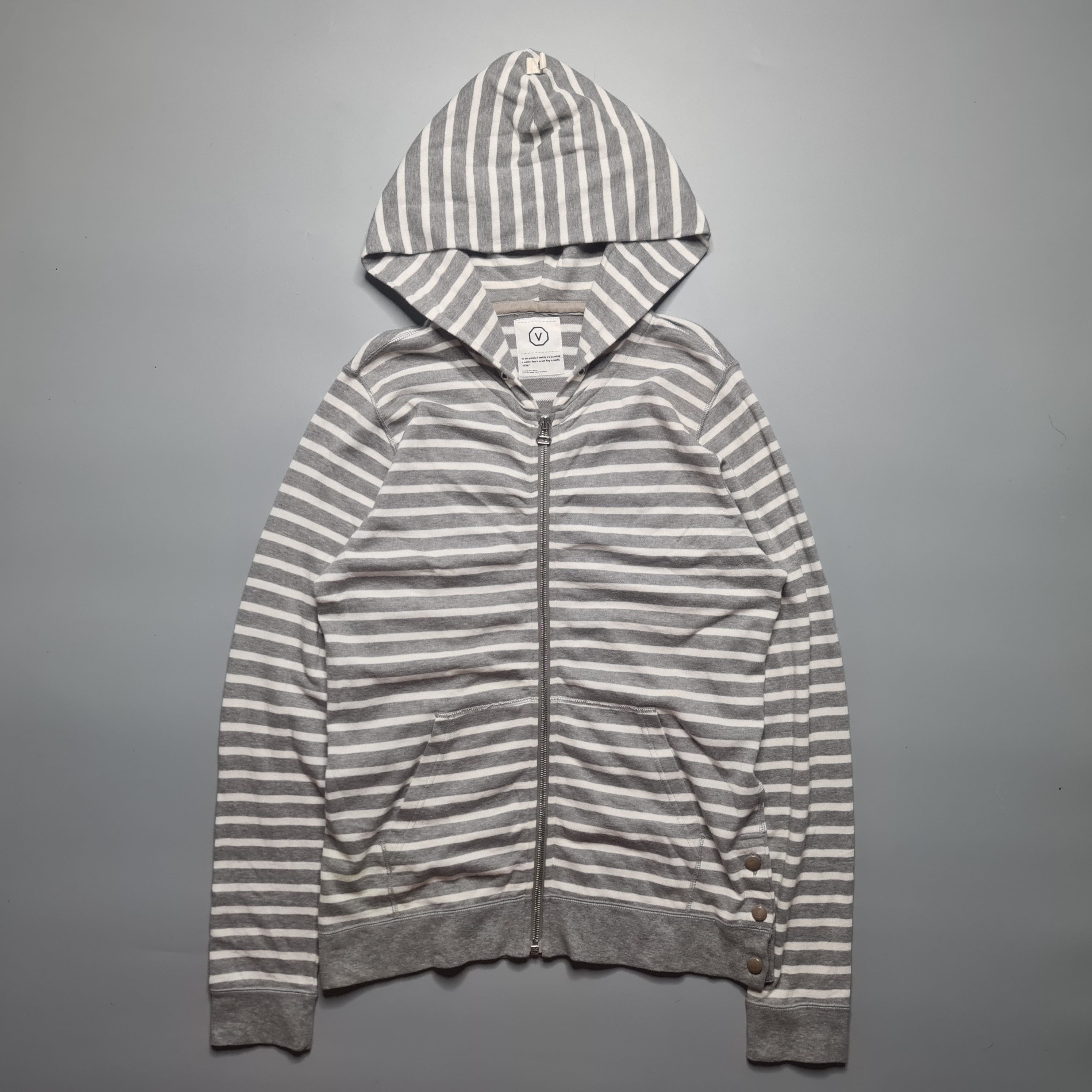 image of Visvim - Ss06 Jv Stripe Hoodie F. Z. (Luxsic) in White/Gray, Men's (Size Small)