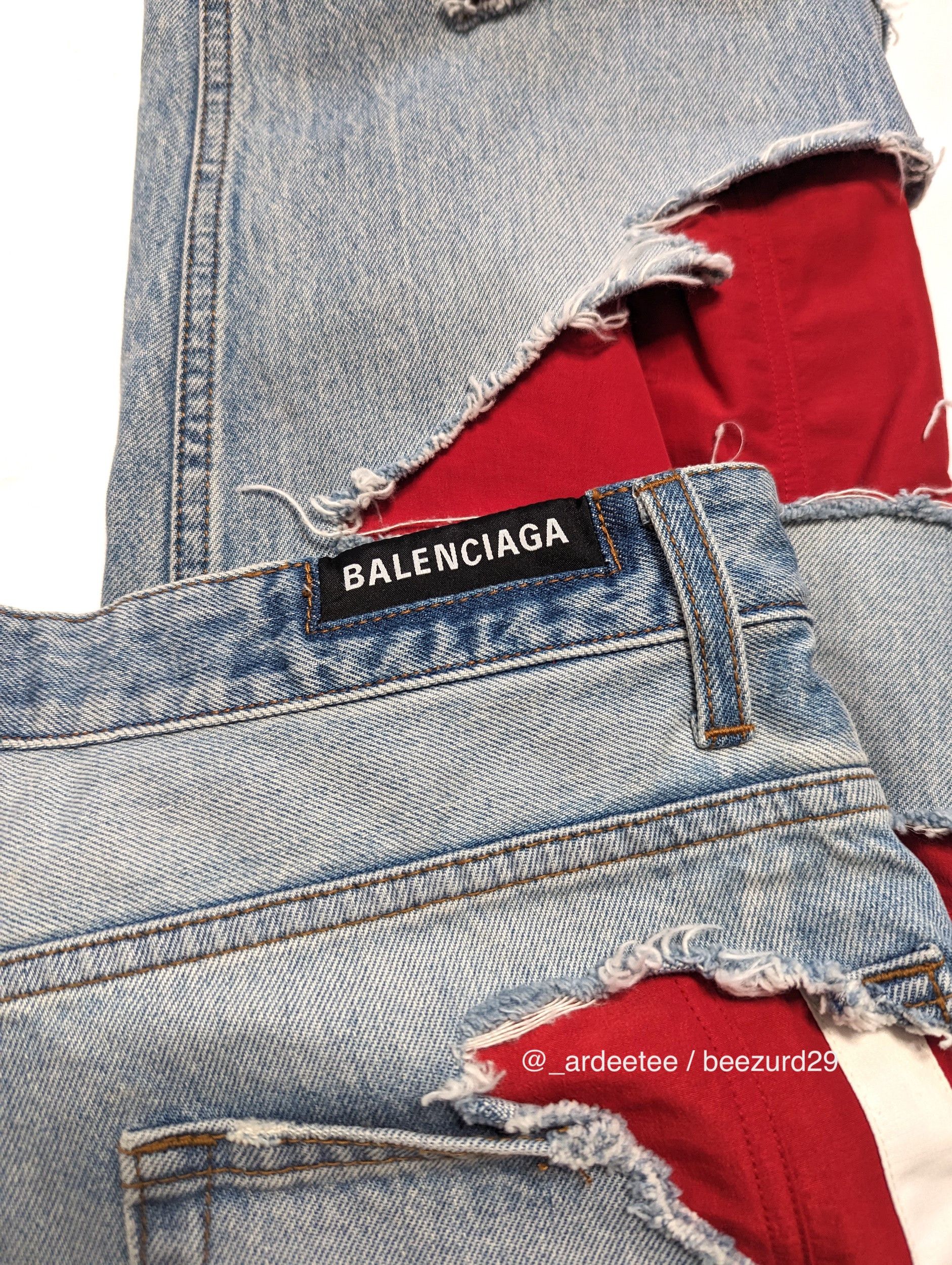 Balenciaga *NEW* SLASHED DENIM/TRACK PANTS HYBRID FW21 Size US 30 / EU 46 - 11 Thumbnail
