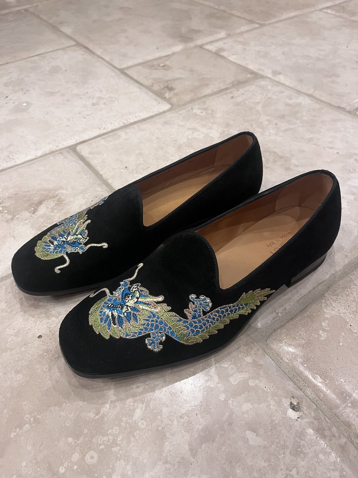 Gucci Gucci Suede Dragon Embroidered Loafers Grailed