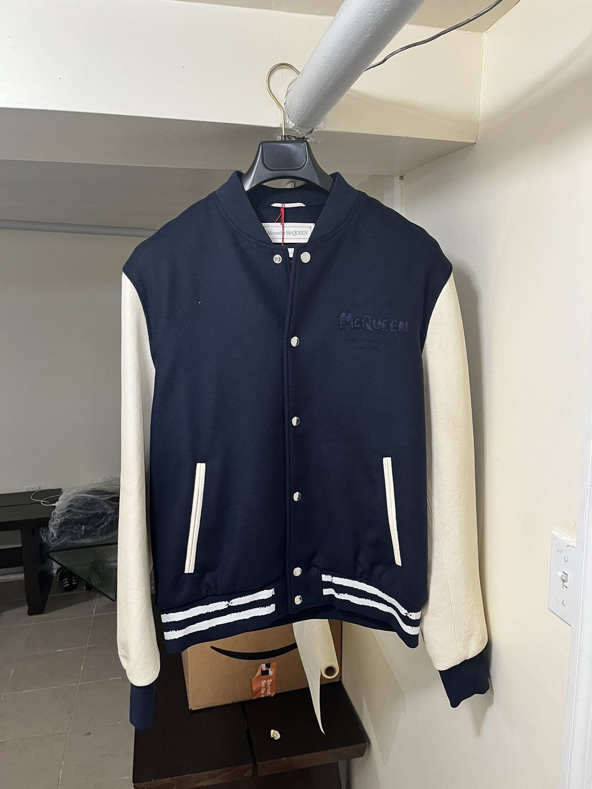 Alexander McQueen Leather Sleeve Varsity Jacket Sz 50 Size US M / EU 48-50 / 2 - 7 Thumbnail