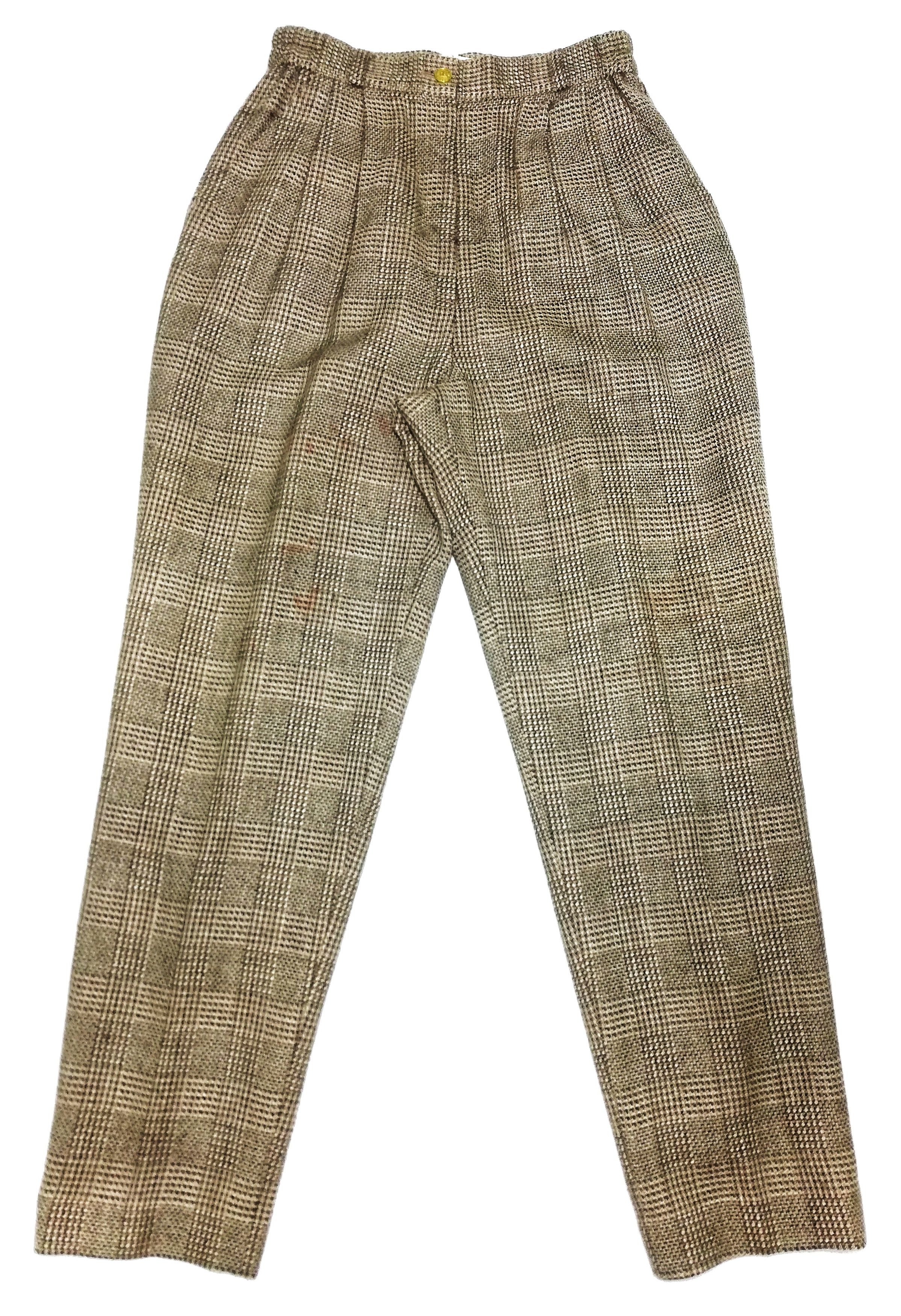 image of Golf Balenciaga Paris Wool Tartan Trousers Casual Pants in Brown, Men's (Size 26)