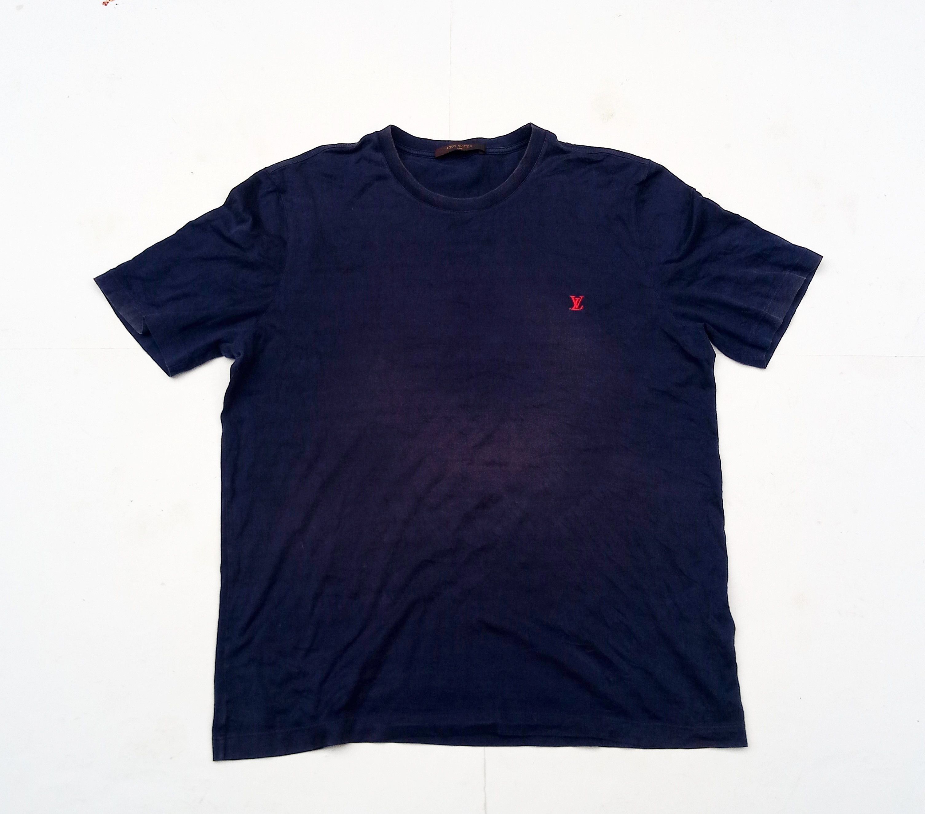 image of Louis Vuitton Small Embroidery Logo Tee in Navy, Men's (Size XL)