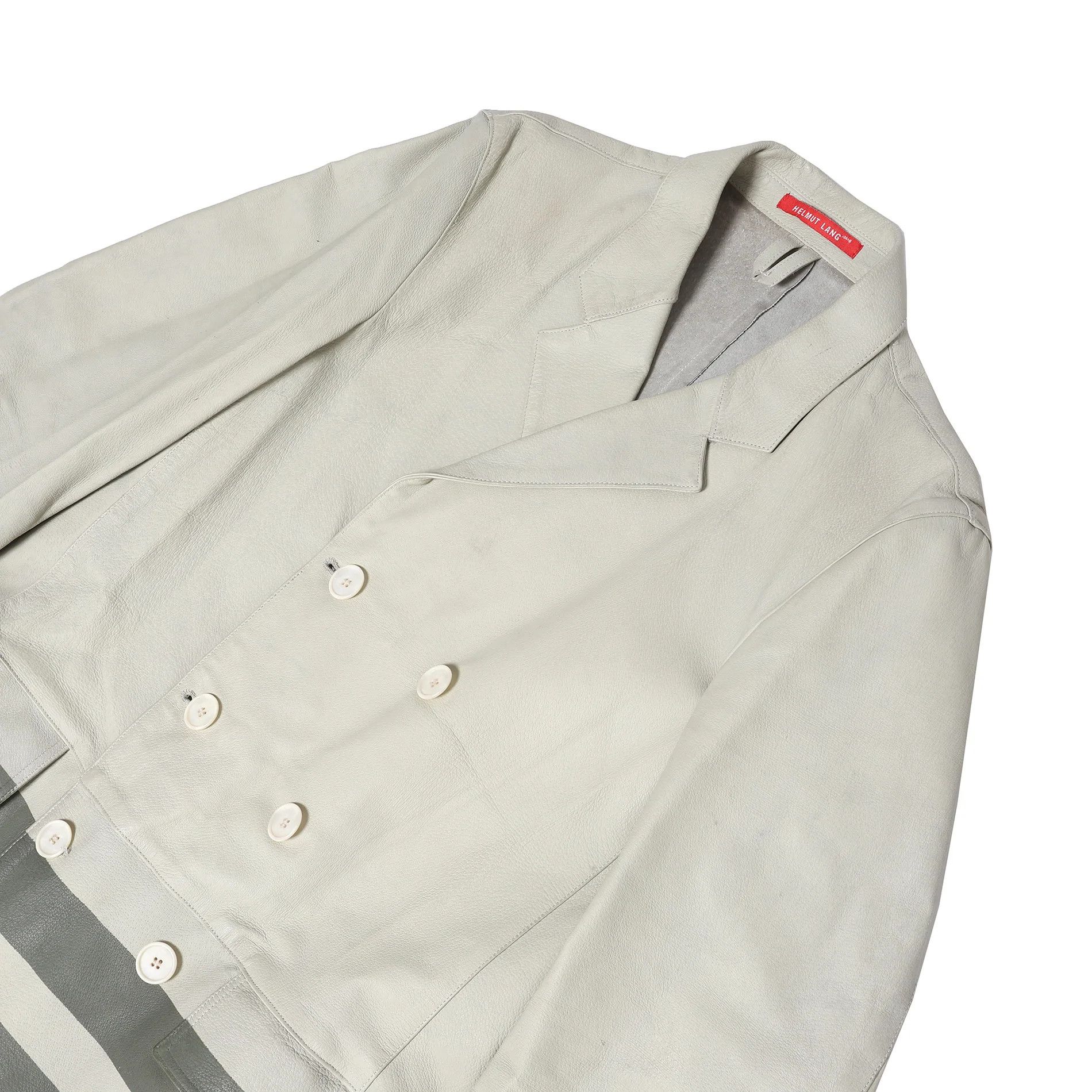 Helmut Lang FW97 Beige Leather Resin Stripe Coat Size US M / EU 48-50 / 2 - 3 Thumbnail