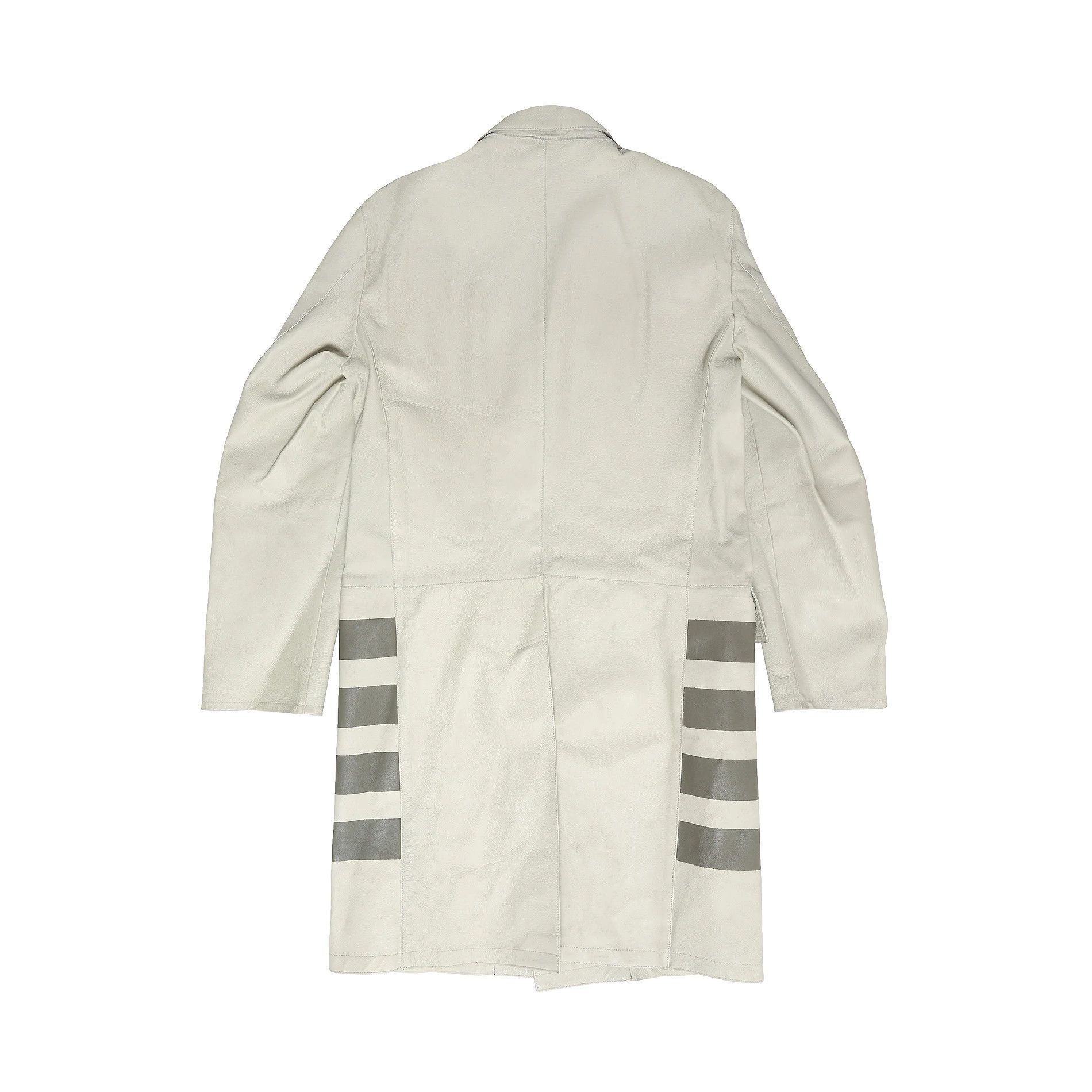 Helmut Lang FW97 Beige Leather Resin Stripe Coat Size US M / EU 48-50 / 2 - 2 Thumbnail