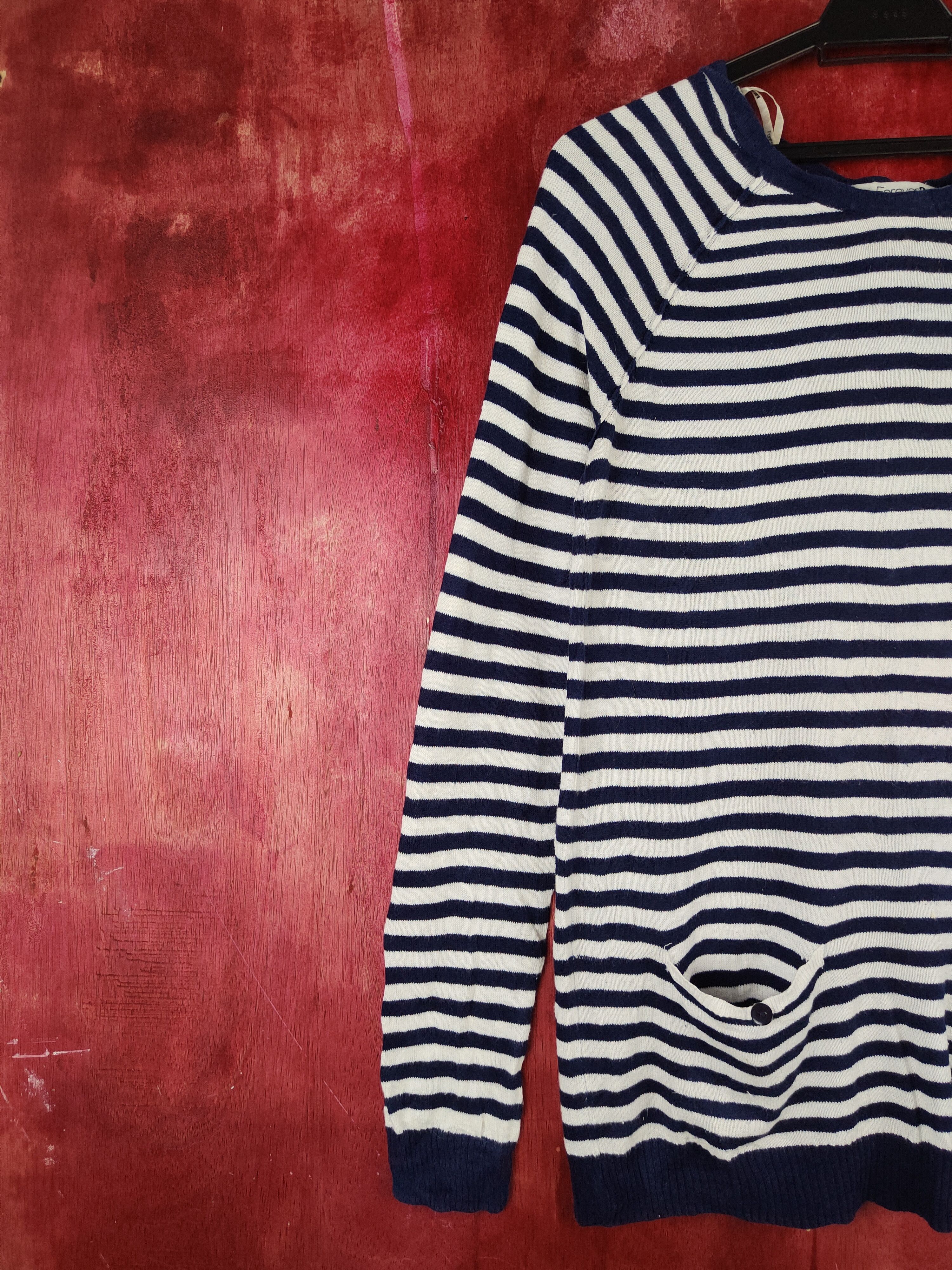 Japanese Brand Forever 21 Navy/White Stripe thin sweatshirt #S904 Size S / US 4 / IT 40 - 3 Thumbnail