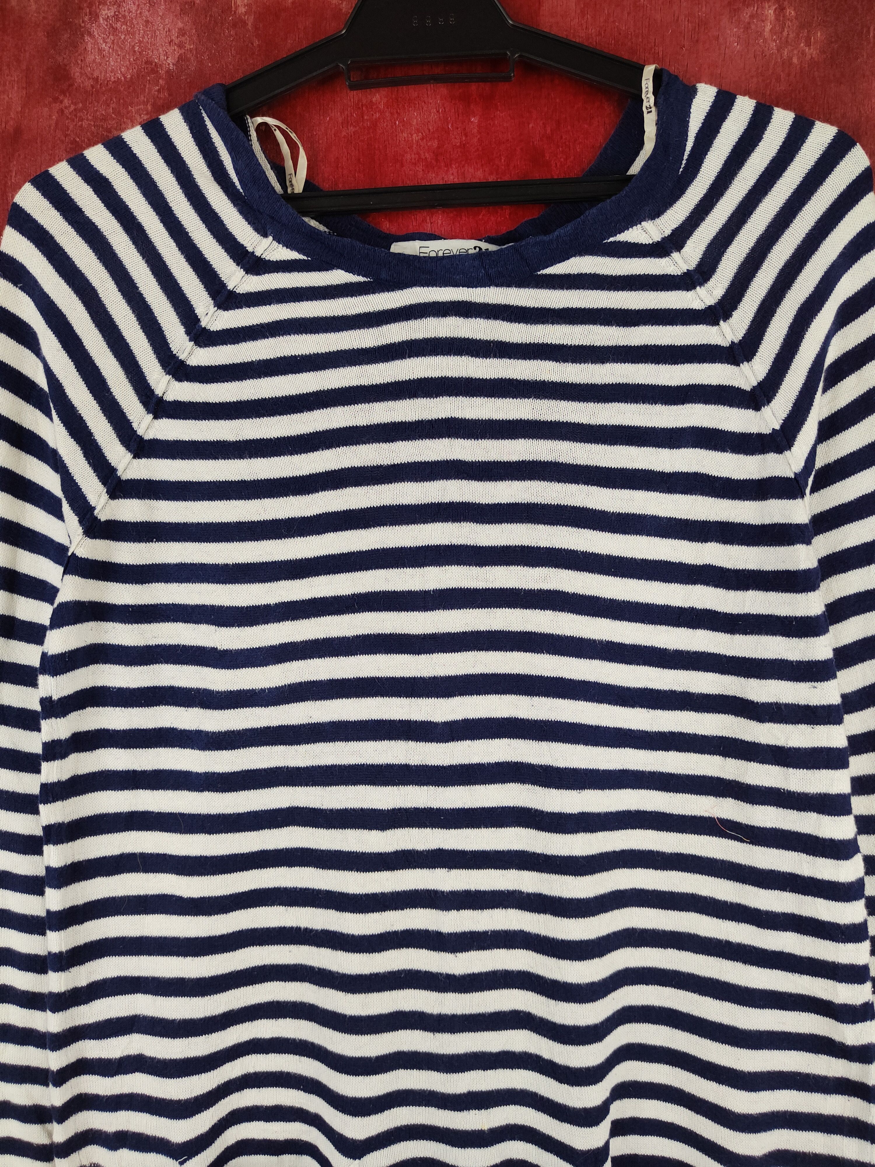 Japanese Brand Forever 21 Navy/White Stripe thin sweatshirt #S904 Size S / US 4 / IT 40 - 2 Thumbnail